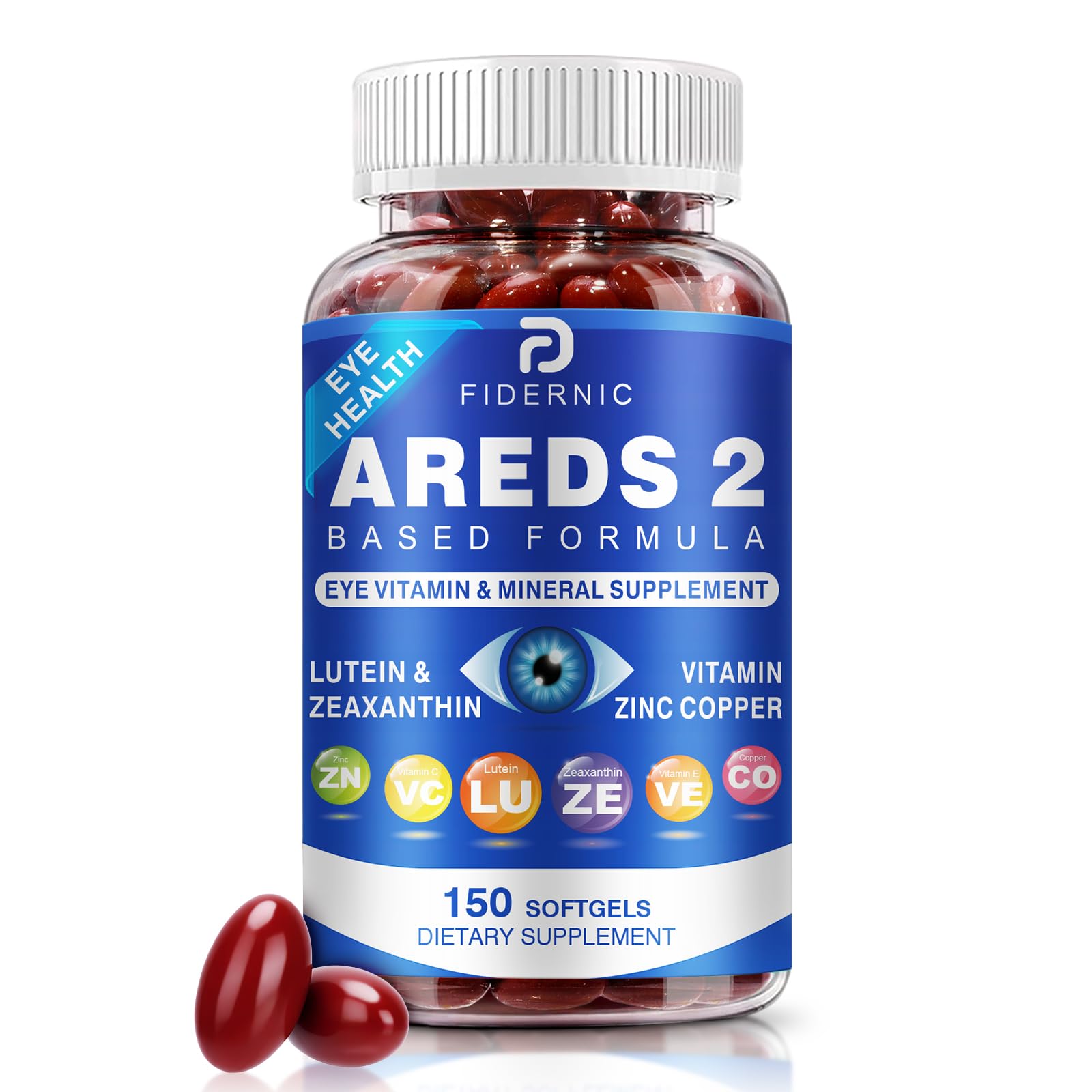 AREDS 2 Eye Vitamin & Mineral Supplement — Lutein and Zeaxanthin Supplement, Vitamin C & E, Zinc & Copper for Blue Light Protection, Eye Health Support, Eyebright , Eye Doctor Trusted — 150 Softgels