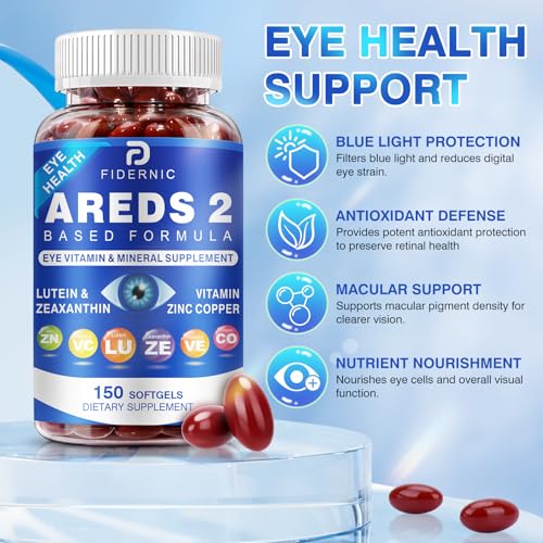 AREDS 2 Eye Vitamin & Mineral Supplement — Lutein and Zeaxanthin Supplement, Vitamin C & E, Zinc & Copper for Blue Light Protection, Eye Health Support, Eyebright , Eye Doctor Trusted — 150 Softgels