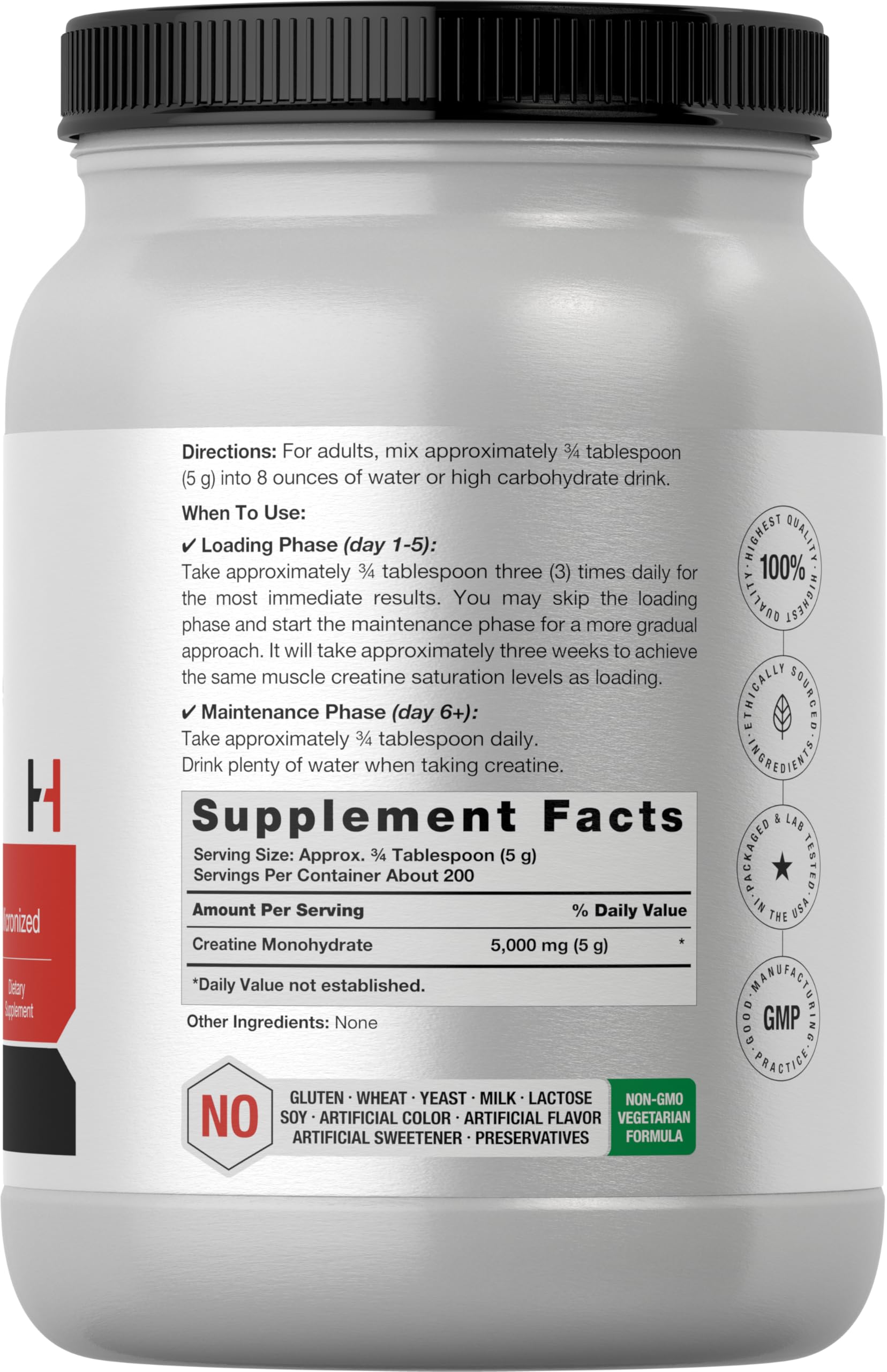 Horbäach Creatine Monohydrate Powder | 2.2lbs (35.2 oz) | Micronized and Unflavored | Vegetarian, Non-GMO, and Gluten Free Supplement
