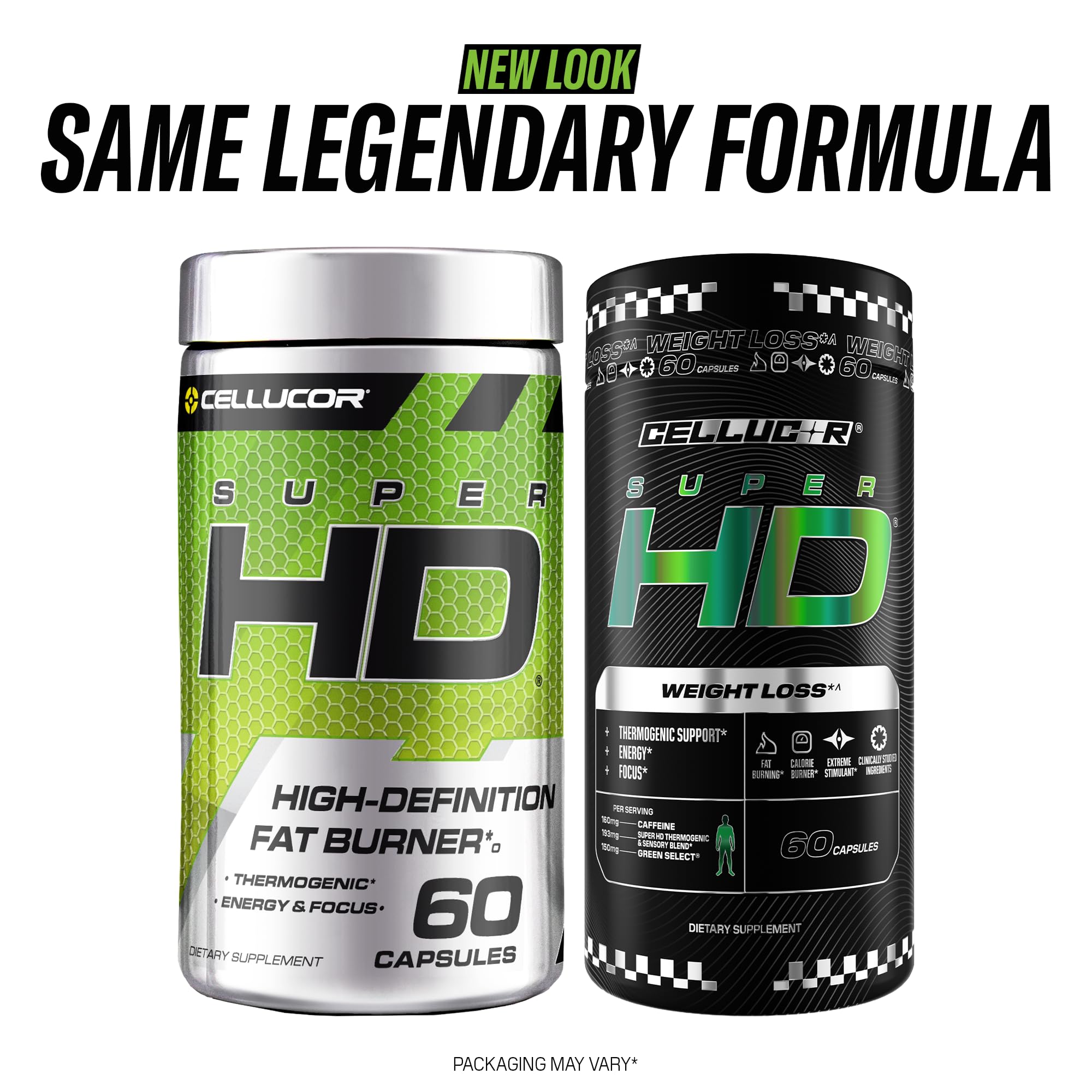Cellucor SuperHD Thermogenic Fat Burner Weight Loss Supplement, Appetite Suppressant, & Energy Booster Capsimax, Green Tea Extract, 160mg Caffeine & More 60 Capsules (Packaging May Vary)
