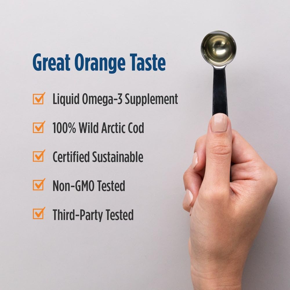 Nordic Naturals Arctic Cod Liver Oil, Orange - 16 oz - 1060 mg Total Omega-3s with EPA & DHA - Heart & Brain Health, Healthy Immunity, Overall Wellness - Non-GMO - 96 Servings
