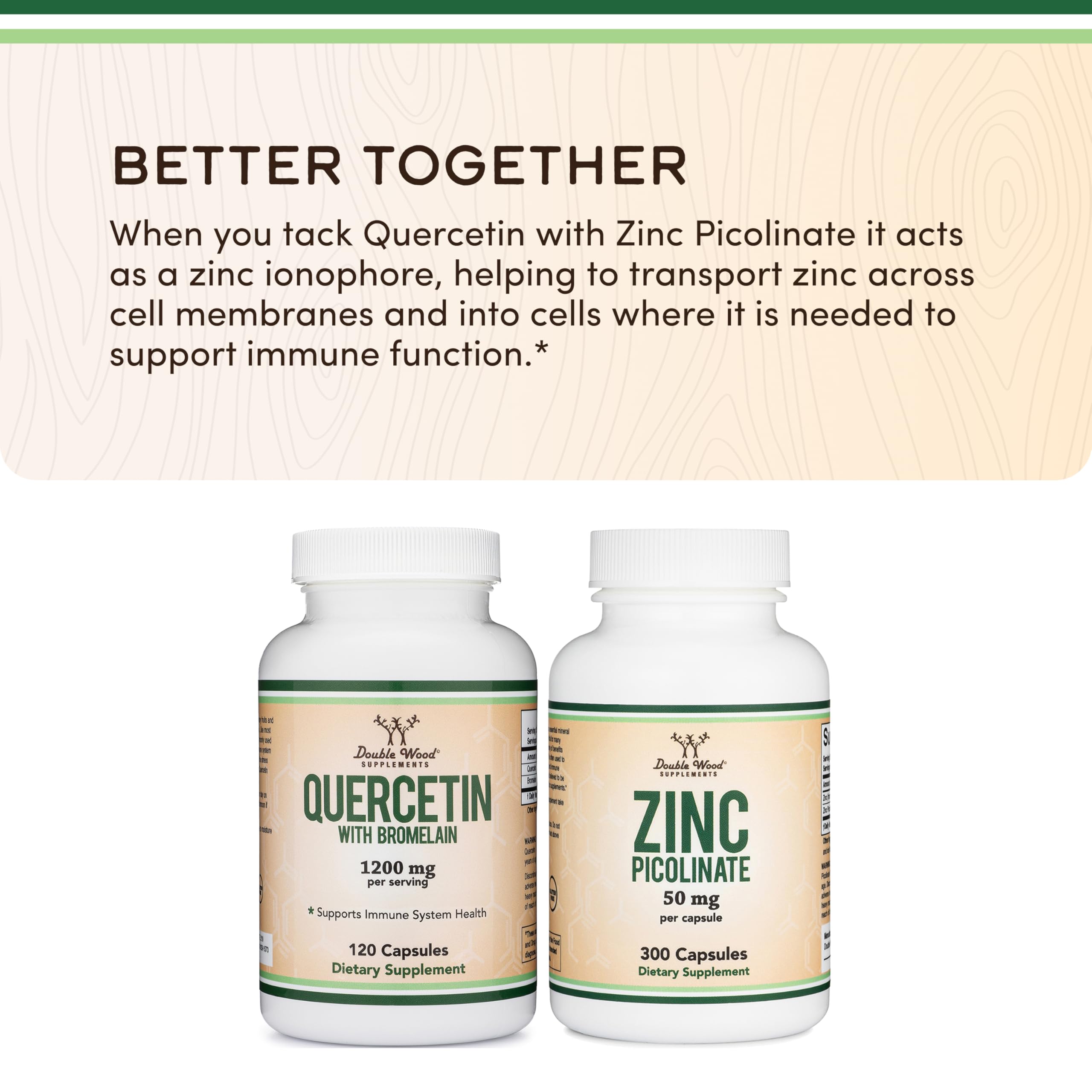 Quercetin with Bromelain - 120 Count (1,200mg Servings) Immune Health Capsules - Supports Healthy Immune Functions in Men and Women (Vegan Safe, Third Party Tested, Gluten Free) by Double Wood