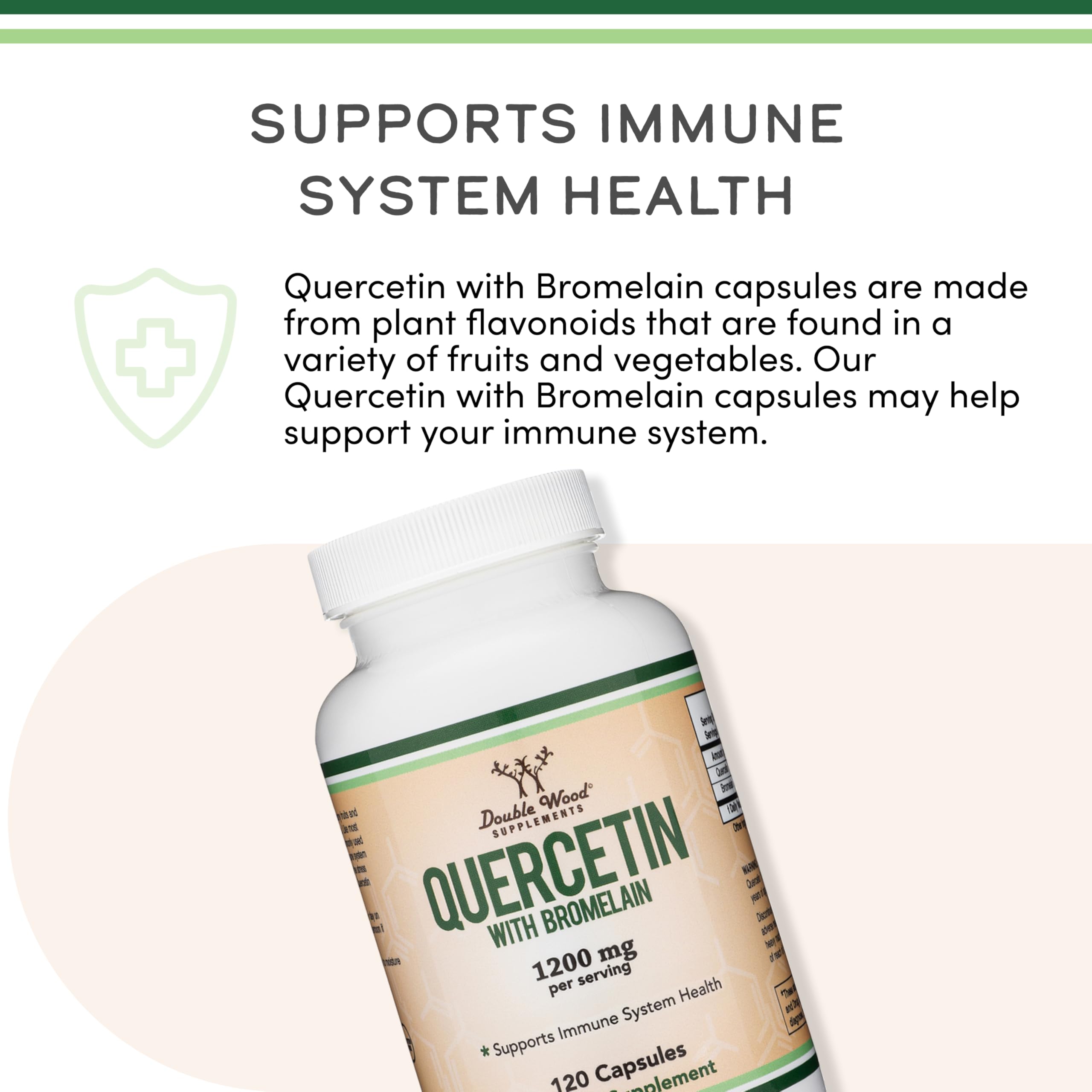 Quercetin with Bromelain - 120 Count (1,200mg Servings) Immune Health Capsules - Supports Healthy Immune Functions in Men and Women (Vegan Safe, Third Party Tested, Gluten Free) by Double Wood