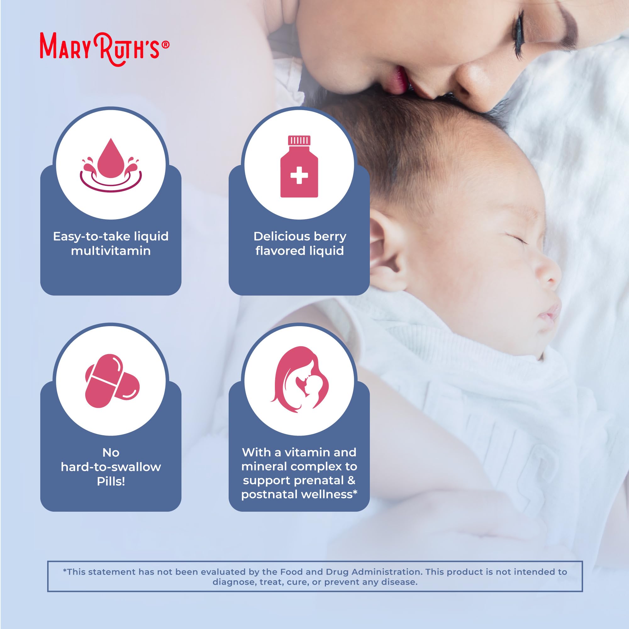 MARYRUTH'S Postnatal & Prenatal Vitamins for Women | Sugar Free | Selenium | Folate | Vegan | Non-GMO | Gluten Free | 32oz