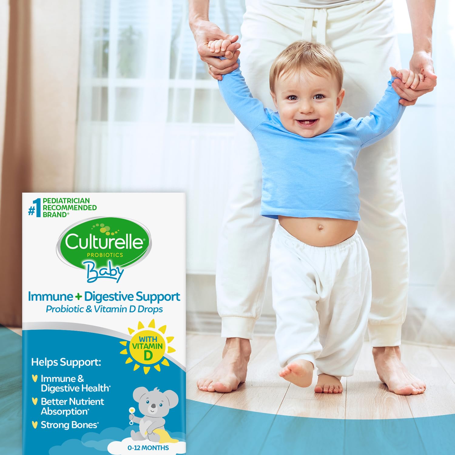 Culturelle Baby Probiotic Drops + Vitamin D, Immune & Digestive Health Support for Babies, Infants & Newborns 0-12 Months, 30 Day Supply, Gluten Free & Non-GMO, 9ml