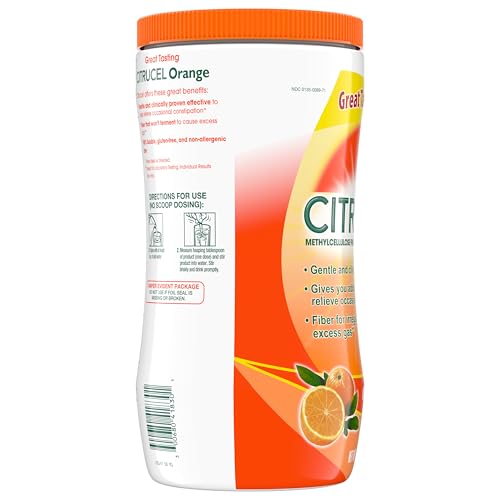 CITRUCEL Fiber Powder for Occasional Constipation Relief, Methylcellulose Fiber Powder, Orange Flavor - 30 Ounces