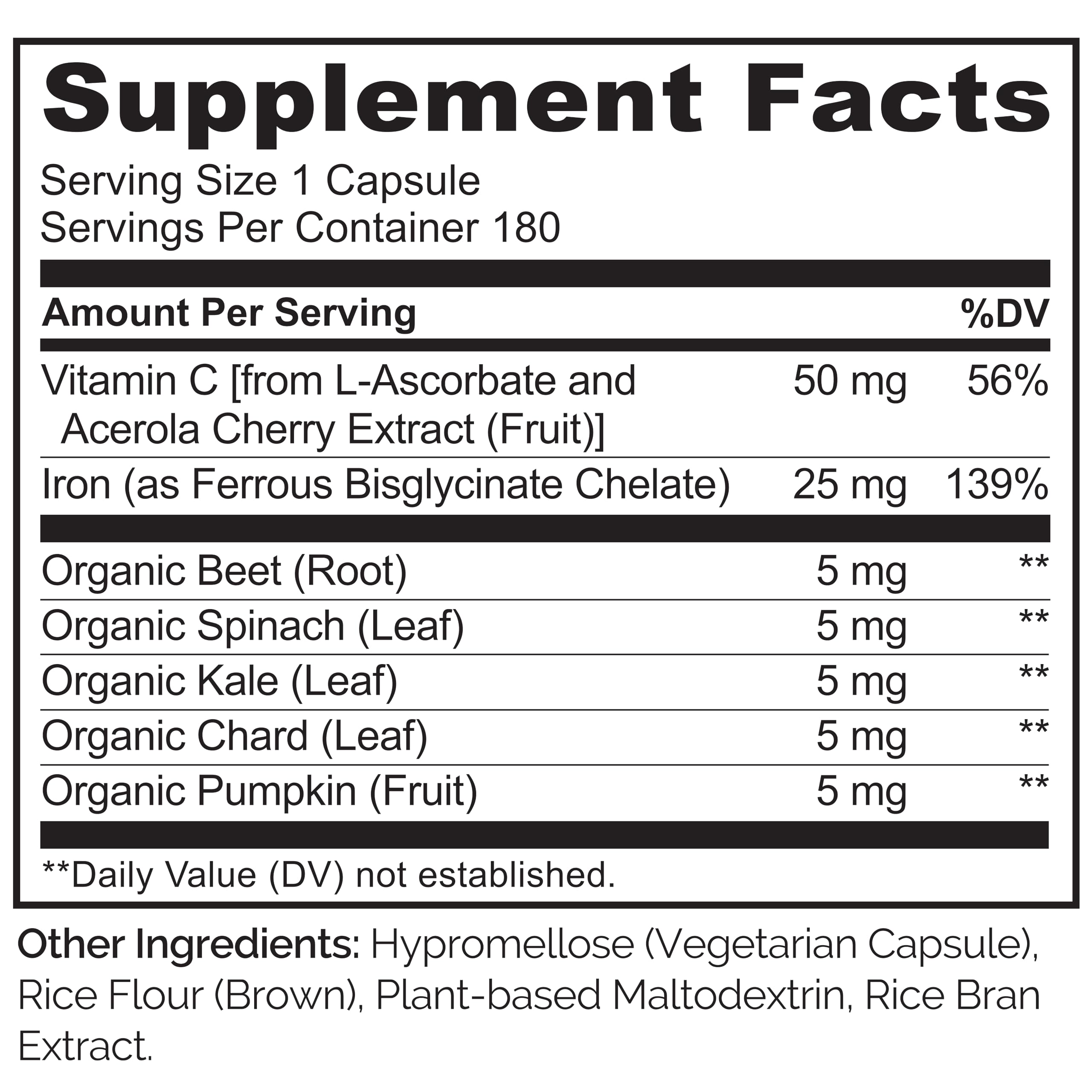 NATURELO Vegan Iron Supplement with Vitamin C and Organic Whole Foods - Gentle Iron Pills for Women & Men with Iron Deficiency Including Pregnancy, Anemia and Vegan Diets - 180 Mini Capsules