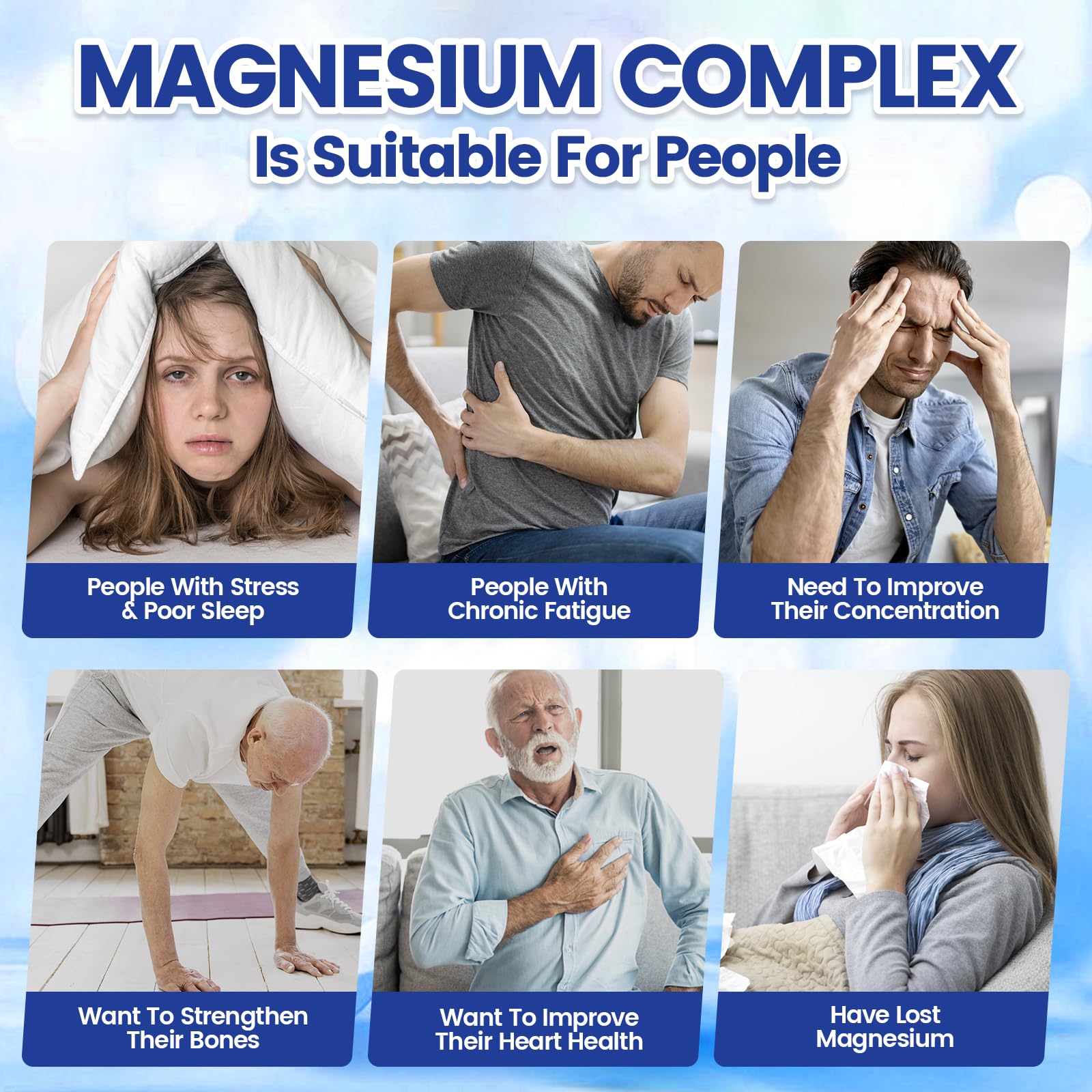 1000mg Magnesium Complex for Women & Men*, 8 Elemental with Magnesium Glycinate, Citrate, Malate, Taurate, Oxide, Carbonate, Aspartate, Orotate for Bones, Muscle, Recovery, Energy, Vegan, 90 Capsules
