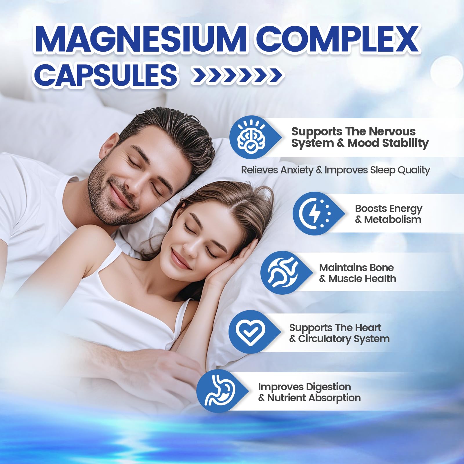 1000mg Magnesium Complex for Women & Men*, 8 Elemental with Magnesium Glycinate, Citrate, Malate, Taurate, Oxide, Carbonate, Aspartate, Orotate for Bones, Muscle, Recovery, Energy, Vegan, 90 Capsules