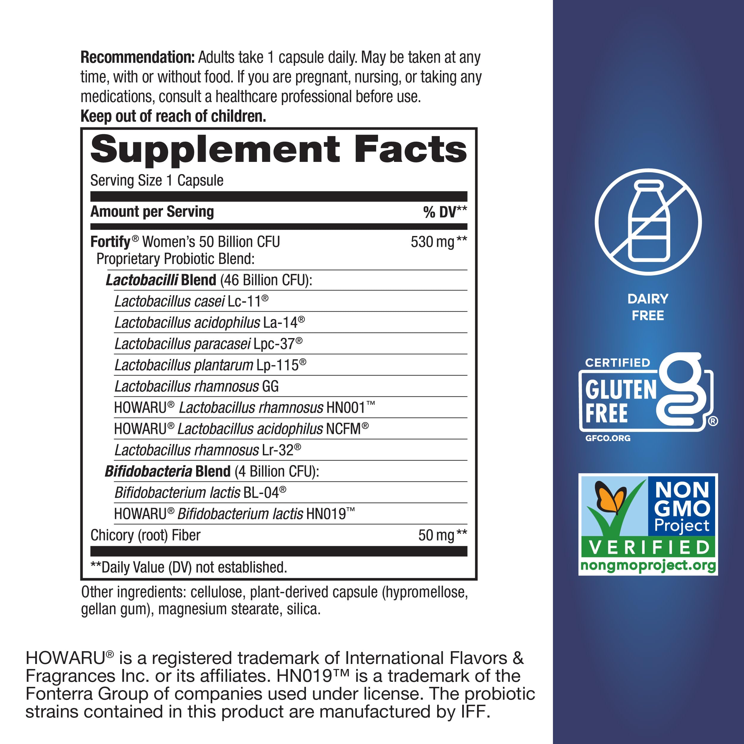 Nature's Way Women's Extra Strength(1) Fortify Probiotic 50B Cultures, Supports Digestive, Vaginal & Immune Health*, Plant-Based Prebiotic Fiber, Non-GMO Project Verified, 30 Capsules