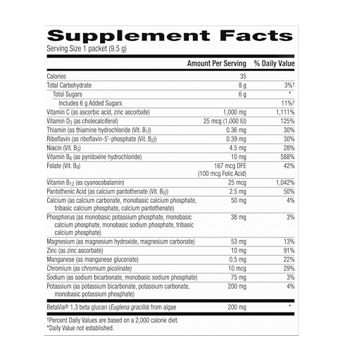 Emergen-C Immune+ Triple Action Immune Support Powder, BetaVia (R), 1000mg Vitamin C, B Vitamins, Vitamin D and Antioxidants, Elderberry – 18 Count