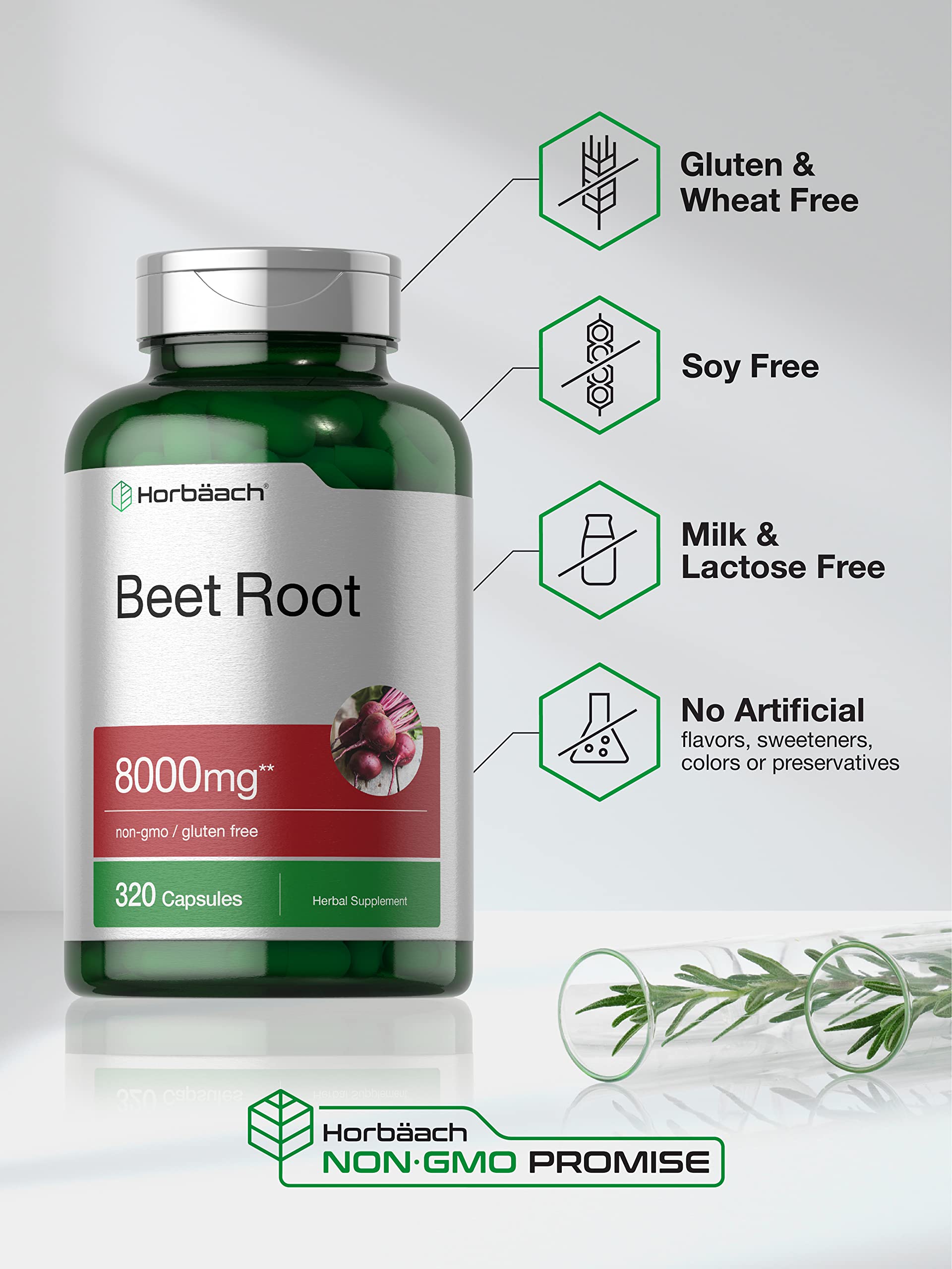 Horbäach Beet Root Powder Capsules | 320 Pills | Non-GMO, Gluten Free Formula | High Potency Herbal Extract Supplement