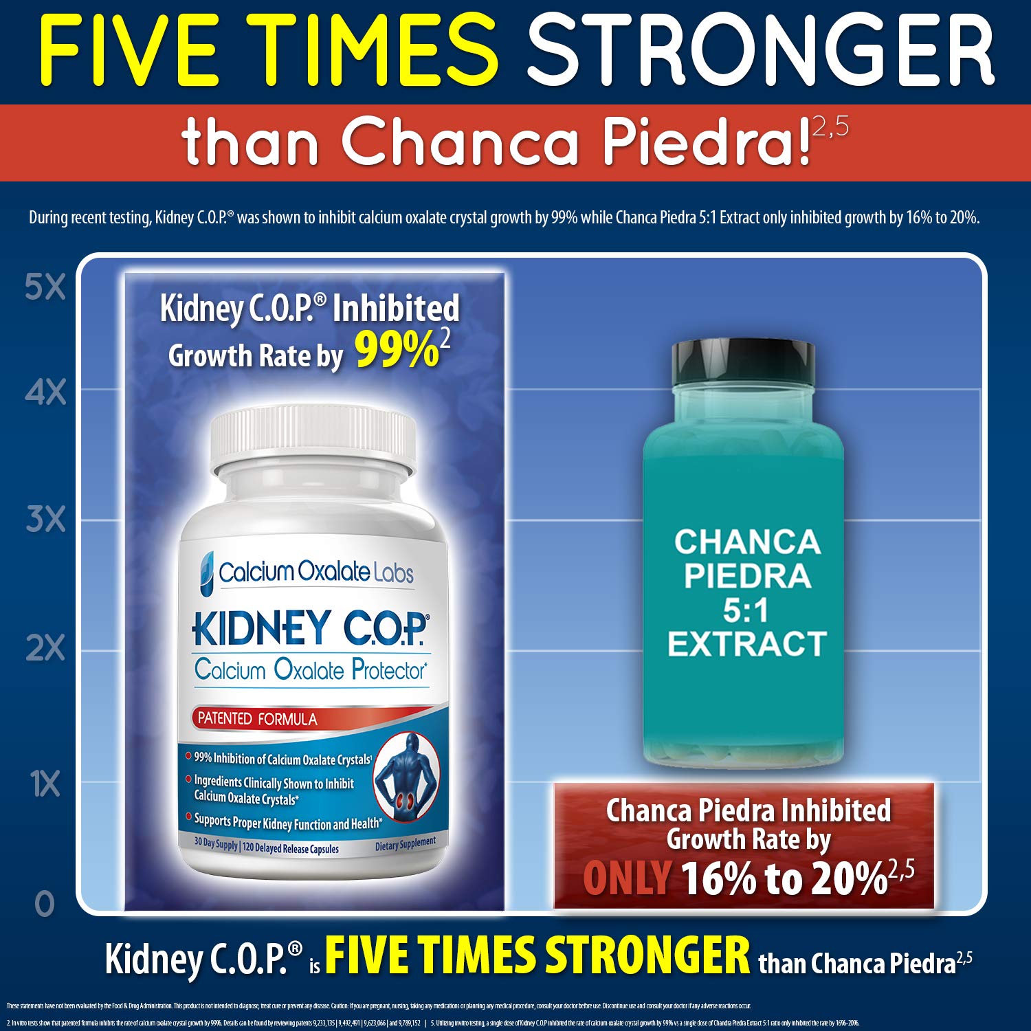 KIDNEY C.O.P. Calcium Oxalate Protector 120 Capsules, Patented Kidney Support for Calcium Oxalate Crystals, Stop Recurrence
