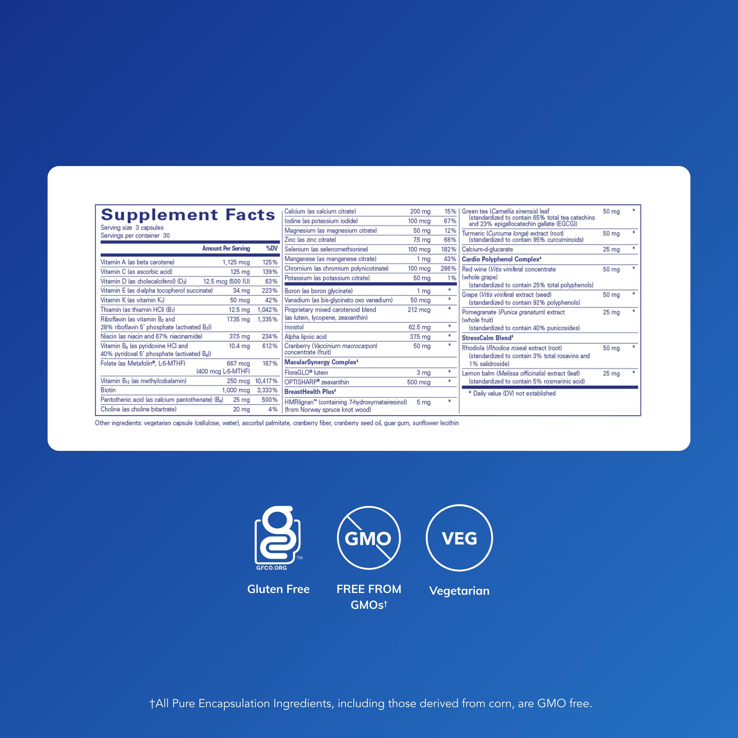 Pure Encapsulations Women's Nutrients 40+ - Multivitamin for Women Over 40 to Support Urinary Tract Health, Breast Cell Health & Eye Integrity* - with Vitamin C, E & A - 90 Capsules