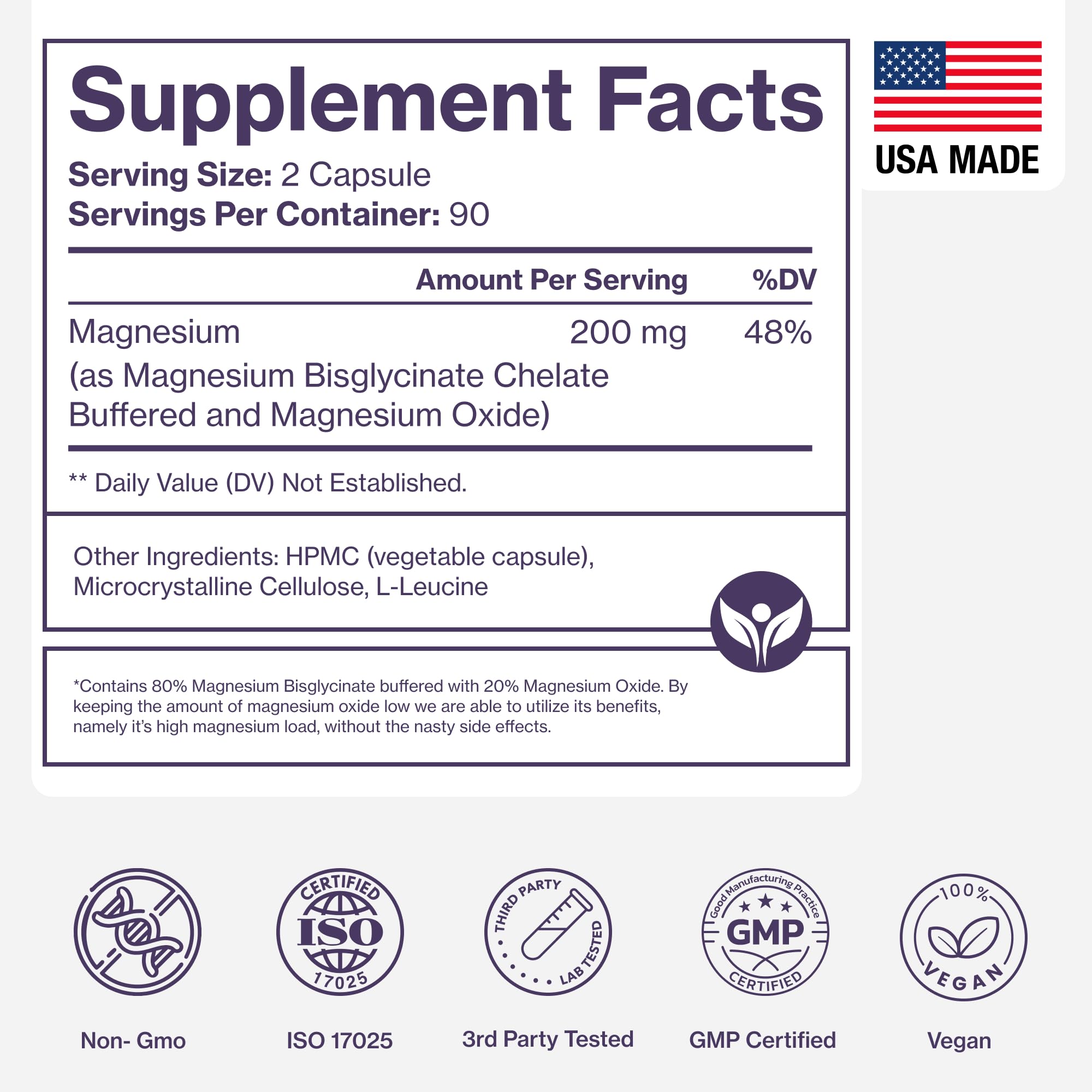 Pure Magnesium Glycinate Supplement – Highly Absorbable Chelated Magnesium to Support Sleep, Muscle & Nerve Health, Energy, Relaxation & Bone Health – 200mg Per Serving, 180 Capsules