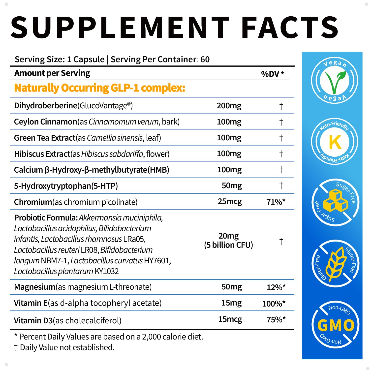 Support GLP-1 Supplement Weight Loss | GlucoVantage® Dihydroberberine + Akkermansia Probiotic | Super Berberine with Ceylon Cinnamon for 5X Bioactive Appetite, Metabolic, Gut & GLP 1 Weight Loss, 60ct