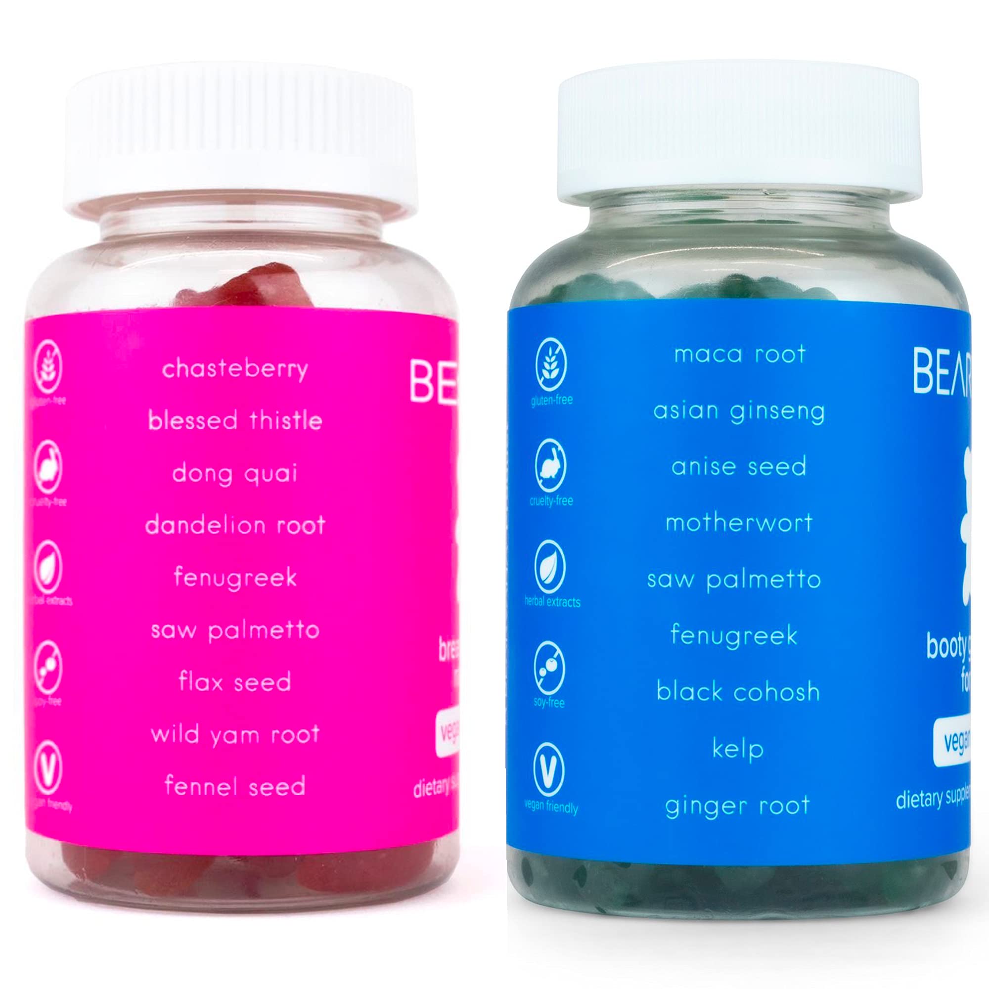 BEARVANA Top & Peach Support Combo Pack Multivitamin Gummies for Women | Includes Herbal Extracts & Essential Vitamins | Berry Flavor | 2-Pack (120 Gummies)