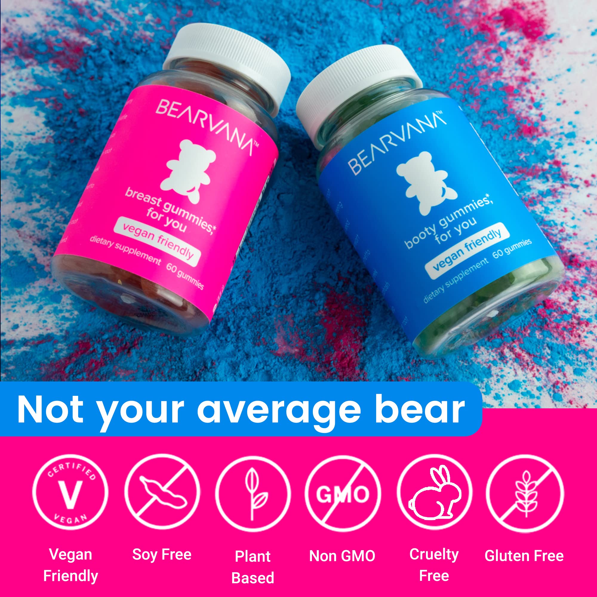 BEARVANA Top & Peach Support Combo Pack Multivitamin Gummies for Women | Includes Herbal Extracts & Essential Vitamins | Berry Flavor | 2-Pack (120 Gummies)