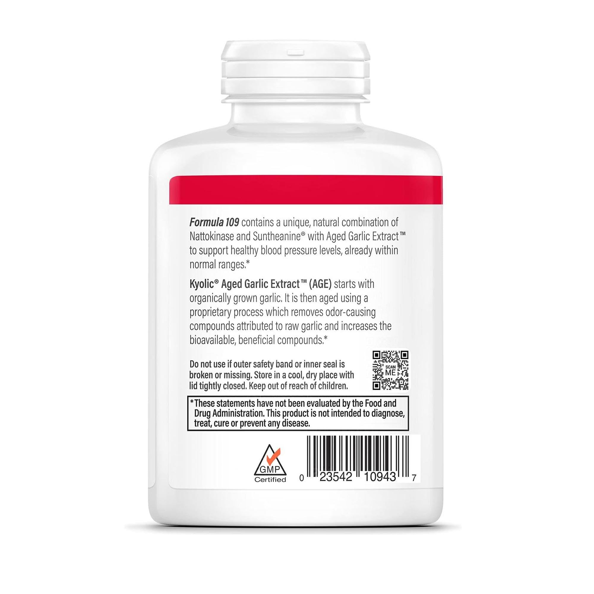 Kyolic Aged Garlic Extract Formula 109, Blood Pressure Health*, 240 Capsules