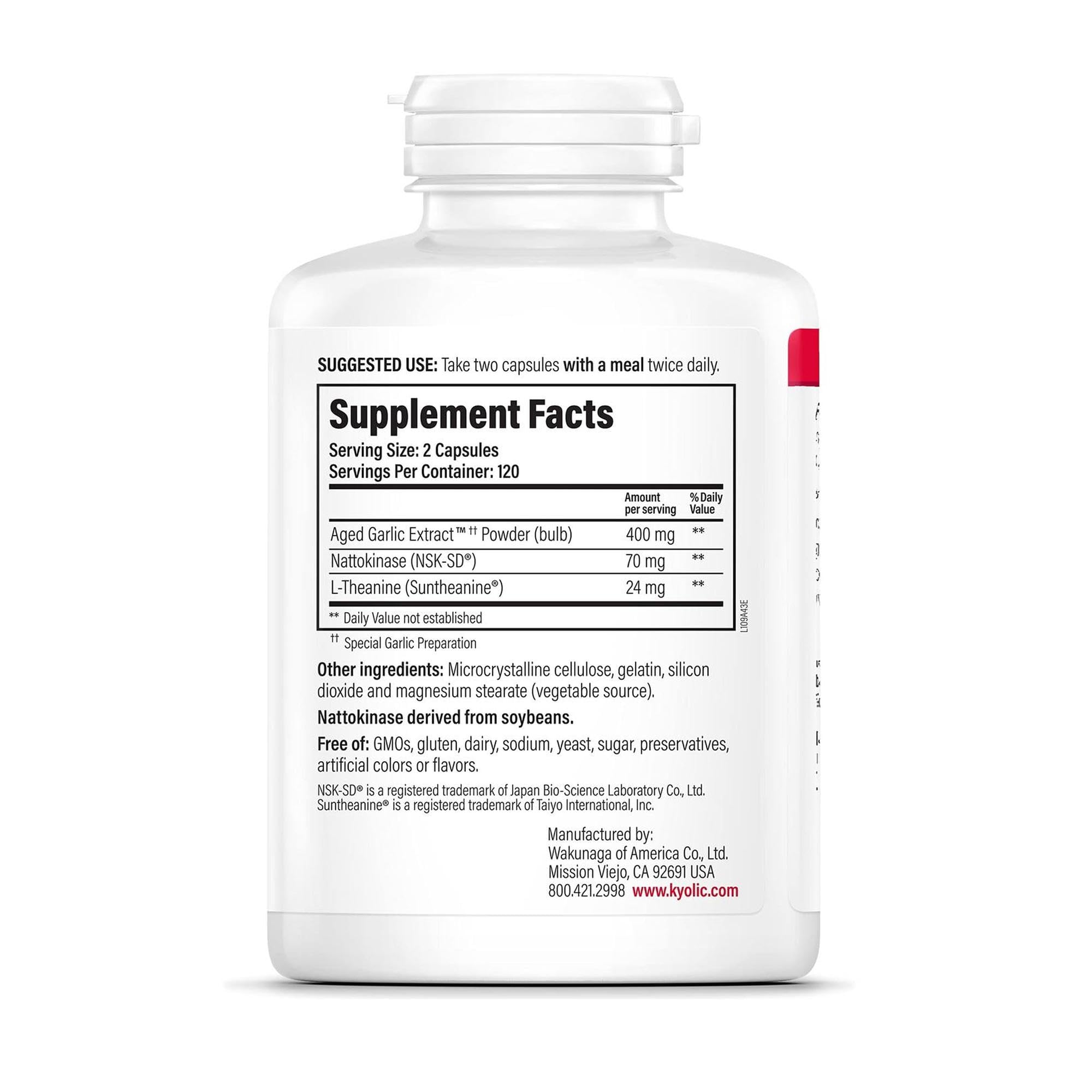 Kyolic Aged Garlic Extract Formula 109, Blood Pressure Health*, 240 Capsules