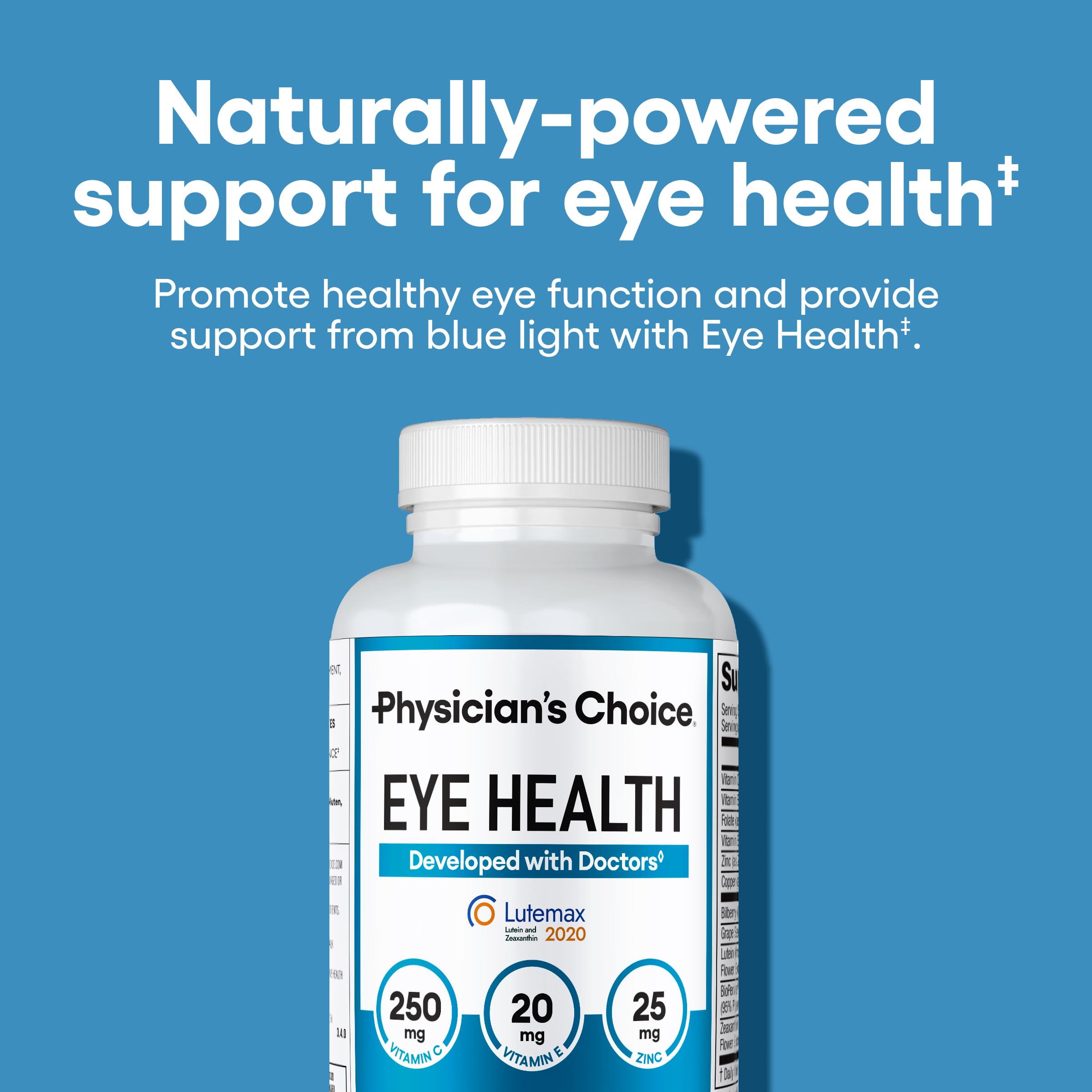 Physician's Choice Eye Health - Lutein, Zeaxanthin & Bilberry Extract - Supports Eye Strain, Dry Eyes, and Vision Health - 2 Award-Winning Clinically Proven Eye Vitamin Ingredients - Carotenoid Blend
