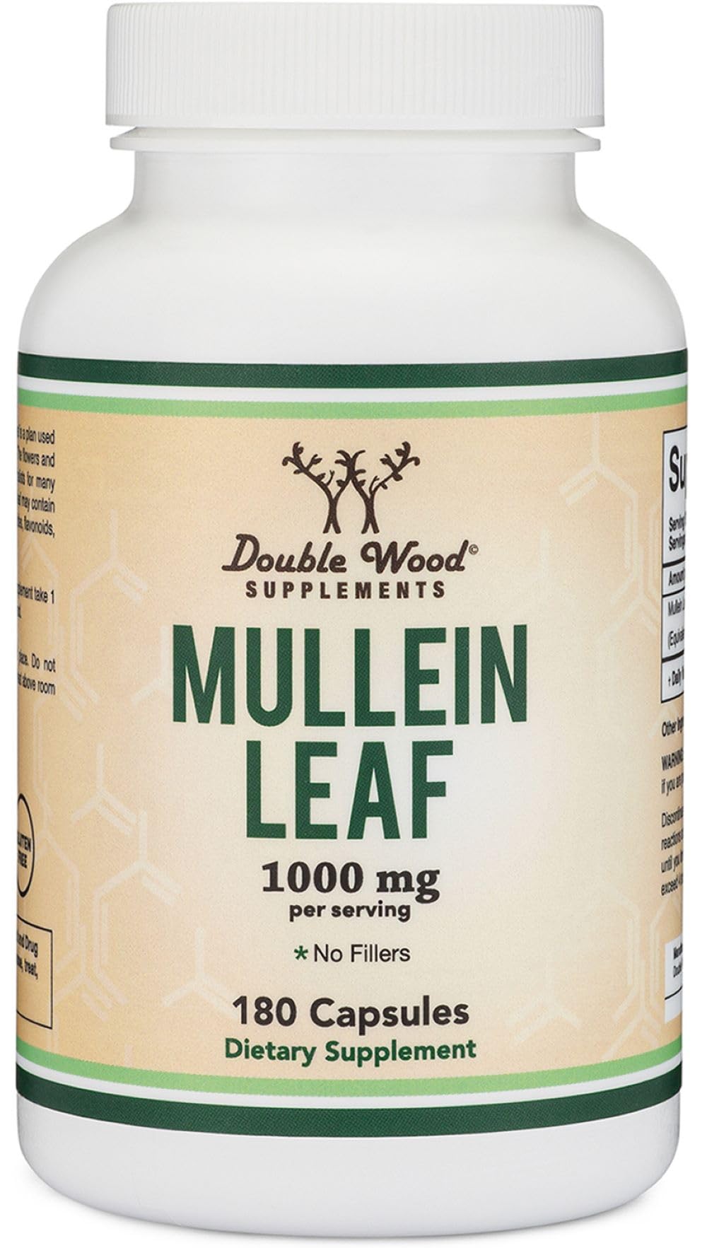 Double Wood Supplements Mullein Leaf Capsules 10,000 mg Strength, 180 Vegan Capsules with No Fillers, Supports Lung & Respiratory Health