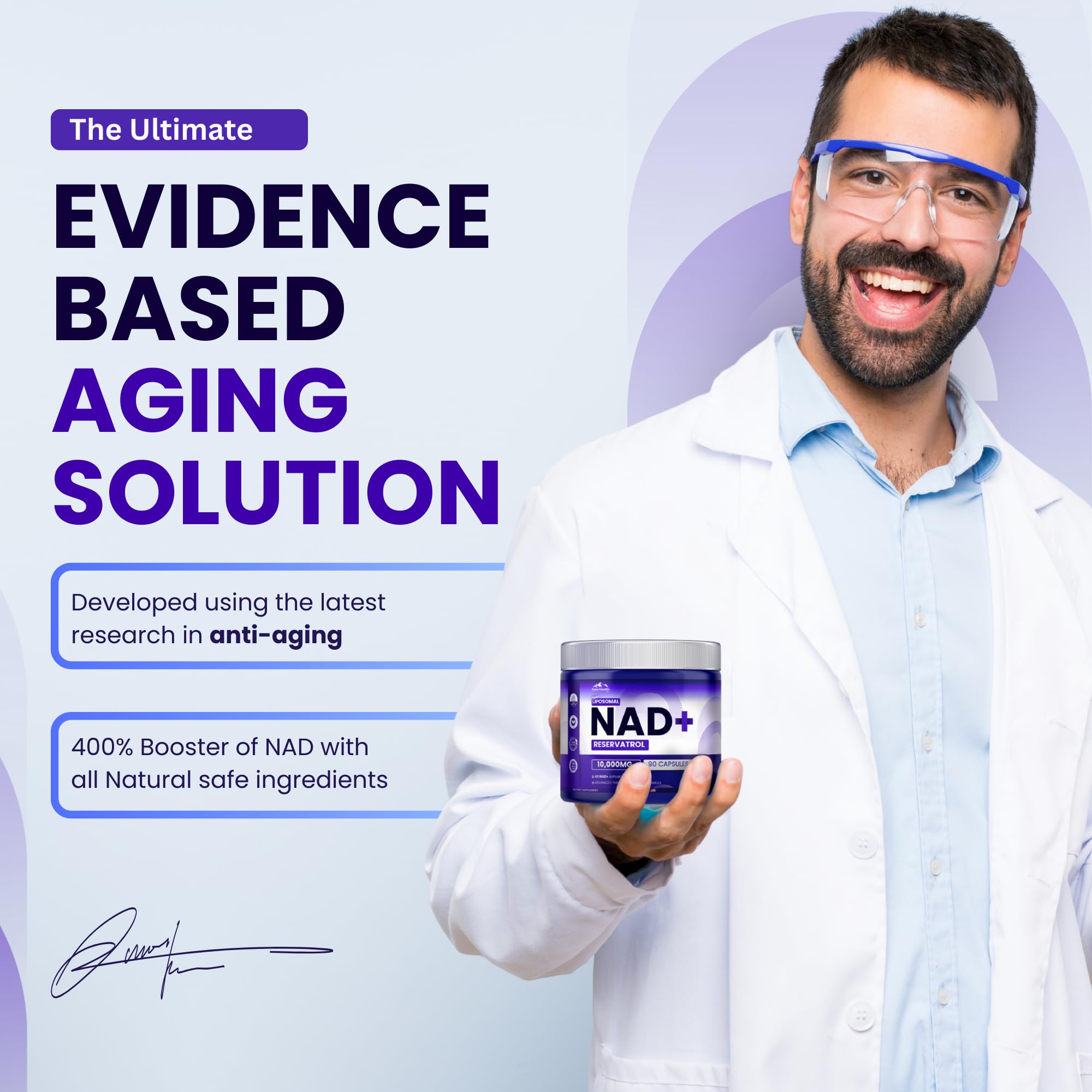 PURE HEALTH MAX PHM NAD Resveratrol Supplement - 10,000MG Extra Strength | NAD+ Liposomal Supplements for Men and Women | NMN & NMNH Alternative | 90 Capsules, 1.5 Months Supply