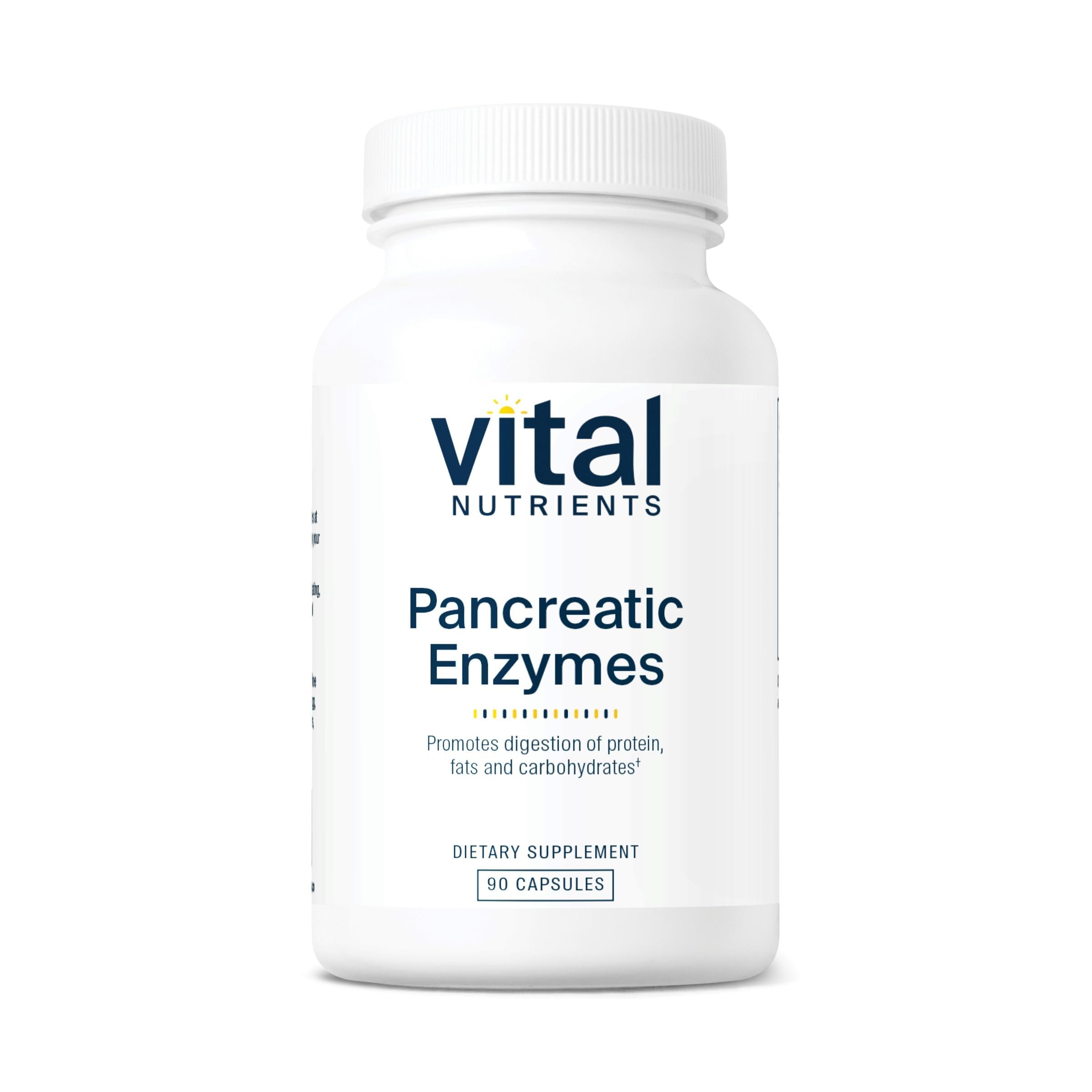 Vital Nutrients Pancreatic Enzymes 1000mg (Full Strength) - Pancreatin Digestion Supplement with Protease, Amylase & Lipase - Digestive Enzymes - Gluten, Dairy, and Soy Free - 90 Capsules