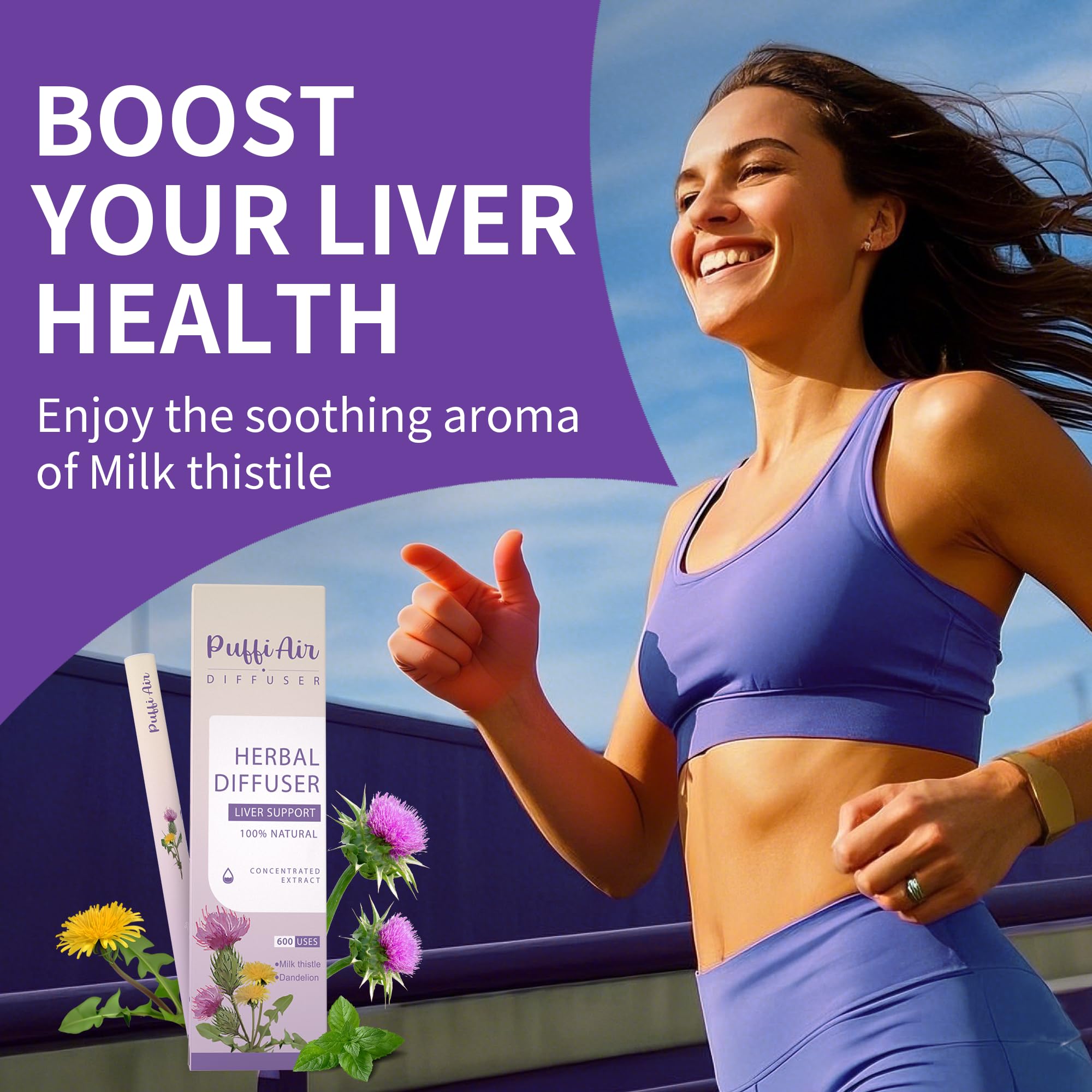 PUFFIAIR Inner Balance Duo Herbal Diffuser Pen Set | Mullein Cleanse Inspired Blend for Daily Reset | Green Purple | 2 Count