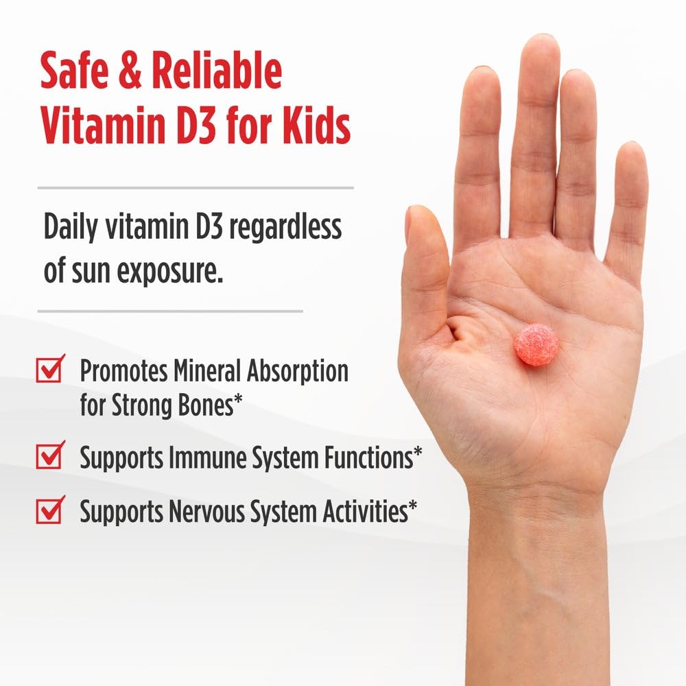 Nordic Naturals Vitamin D3 Gummies Kids, Wild Watermelon Splash - 120 Gummies - 400 IU Vitamin D3 - Bone Health, Healthy Immunity - Non-GMO, Vegetarian - 120 Servings