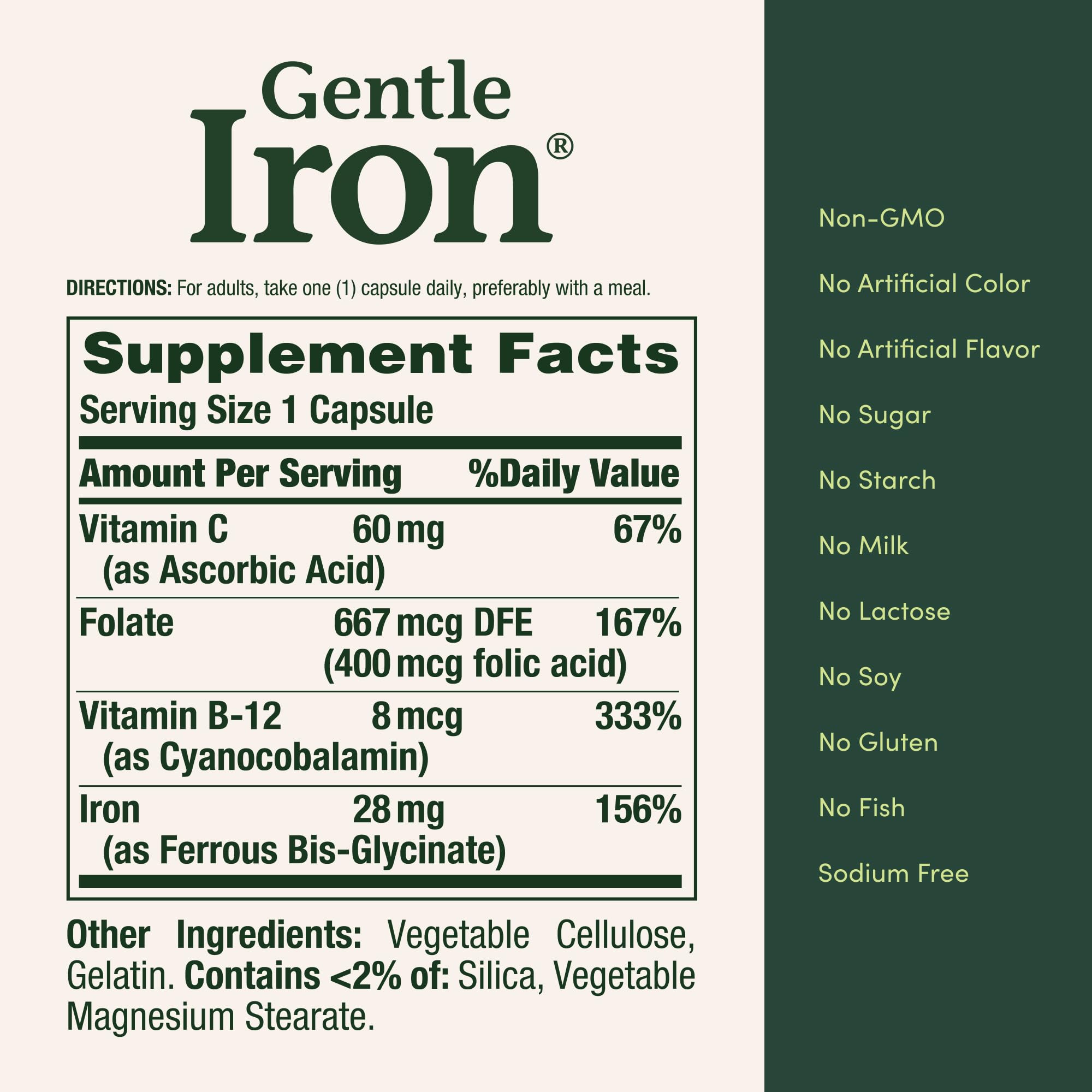 Nature's Bounty Gentle Iron 28 mg 90 Capsules (Pack of 3)