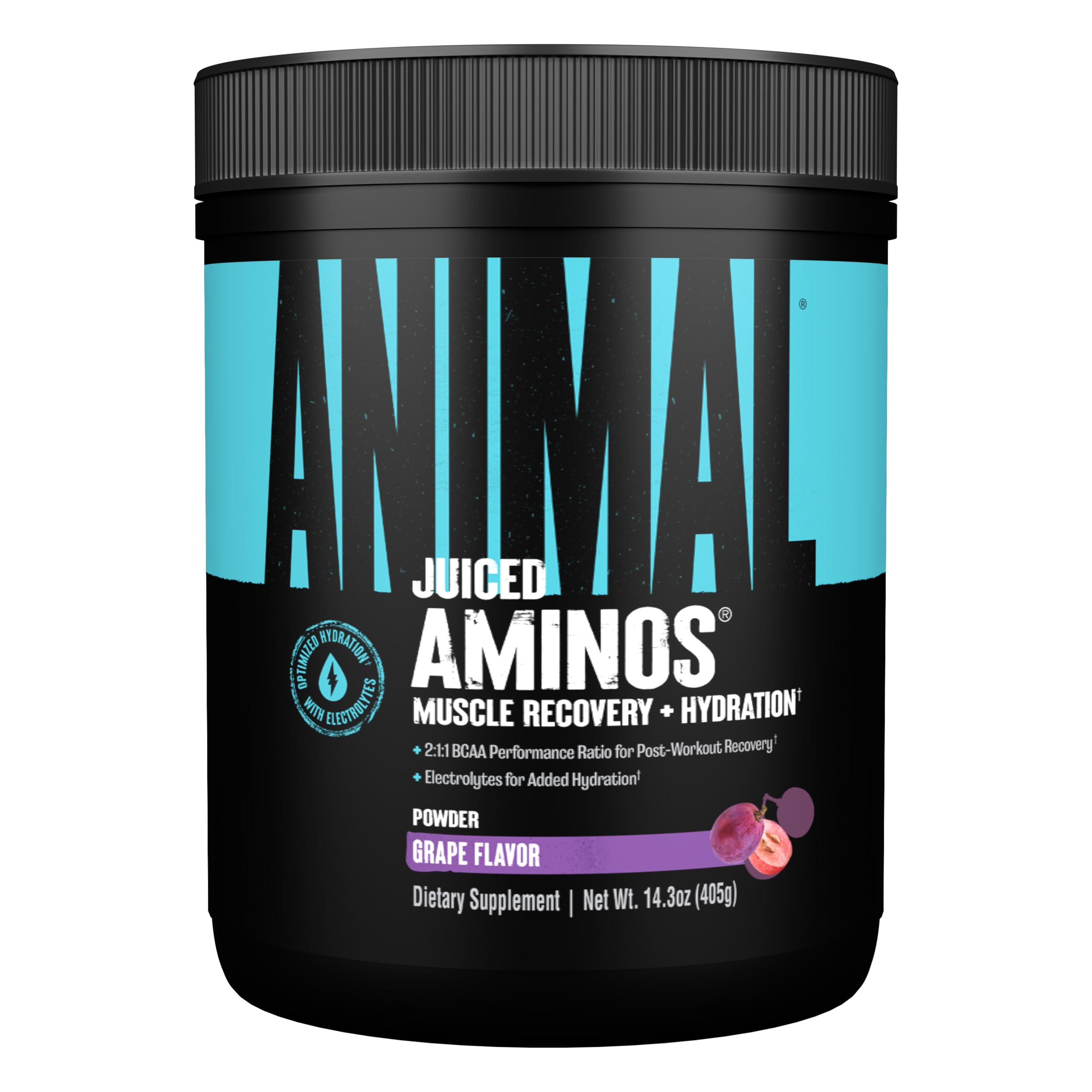Animal Juiced Amino Acids - BCAA Powder EAA Matrix Plus Hydration with Electrolytes and Sea Salt Anytime Recovery and Improved Performance, Grape Flavor, 30 Servings