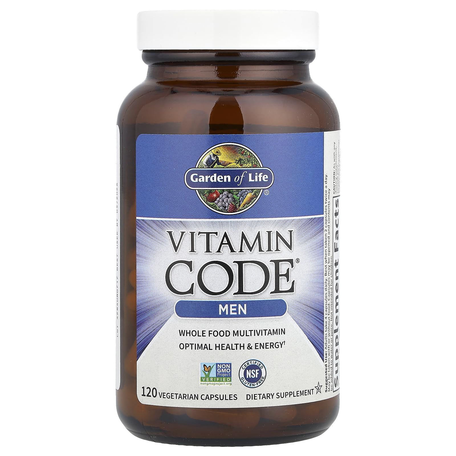 Garden of Life Vitamin Code Whole Food Multivitamin for Men - 120 Capsules, Vitamins for Men, Fruit & Veggie Blend and Probiotics for Energy, Heart, Prostate Health, Vegetarian Mens Multivitamins