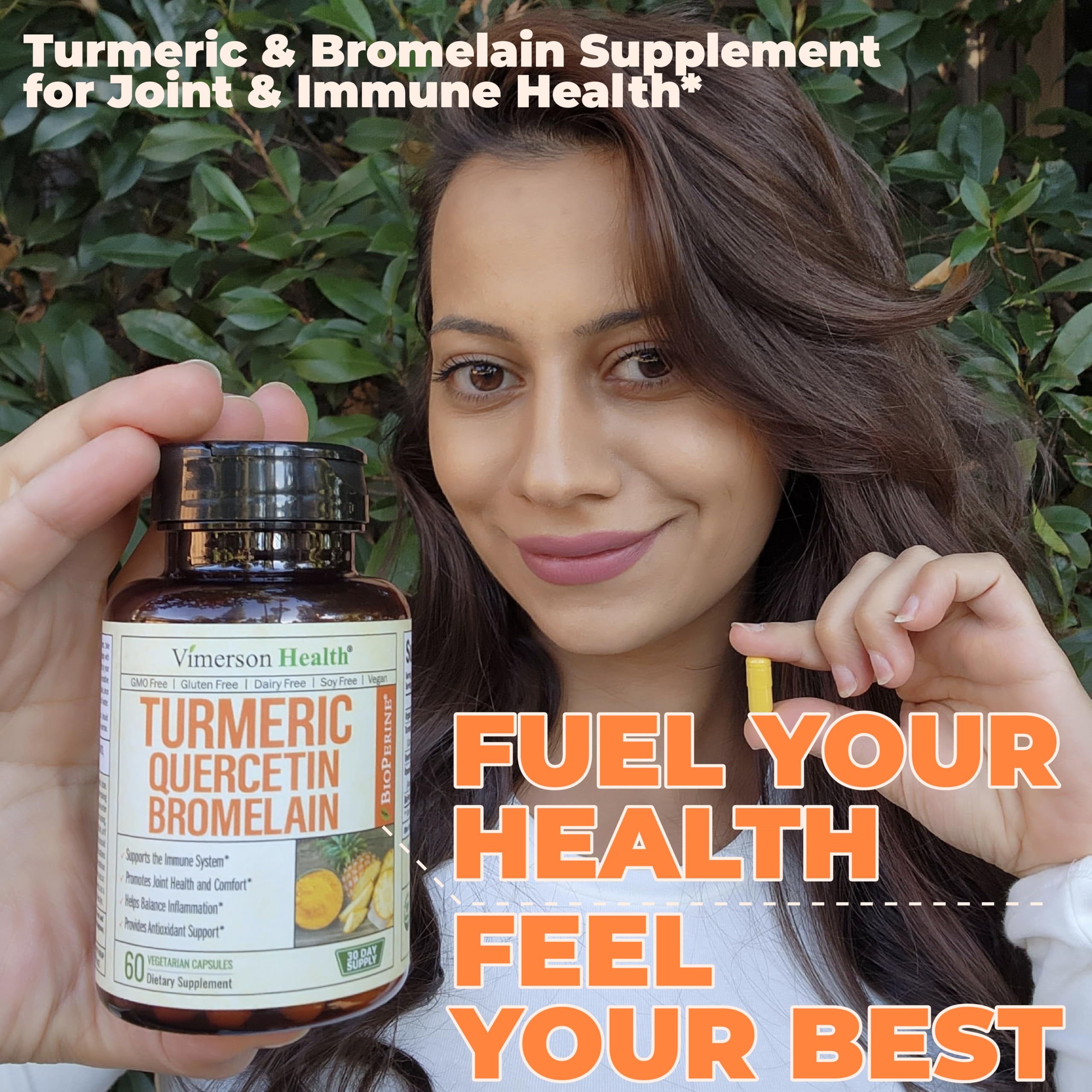 Quercetin with Bromelain Turmeric Curcumin Supplement – Allergy Relief, Immune & Joint Support – Organic Turmeric Supplement w/Bioperine for Enhanced Absorption, 120 Quercetin 500mg Capsules