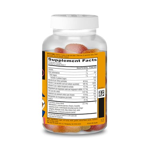 Airborne Vitamin C 500mg (per Serving) - Assorted Fruit Flavored Kids Gummies (63 Count in a Bottle), Gluten-Free Immune Support Supplement with Vitamins C E, Selenium