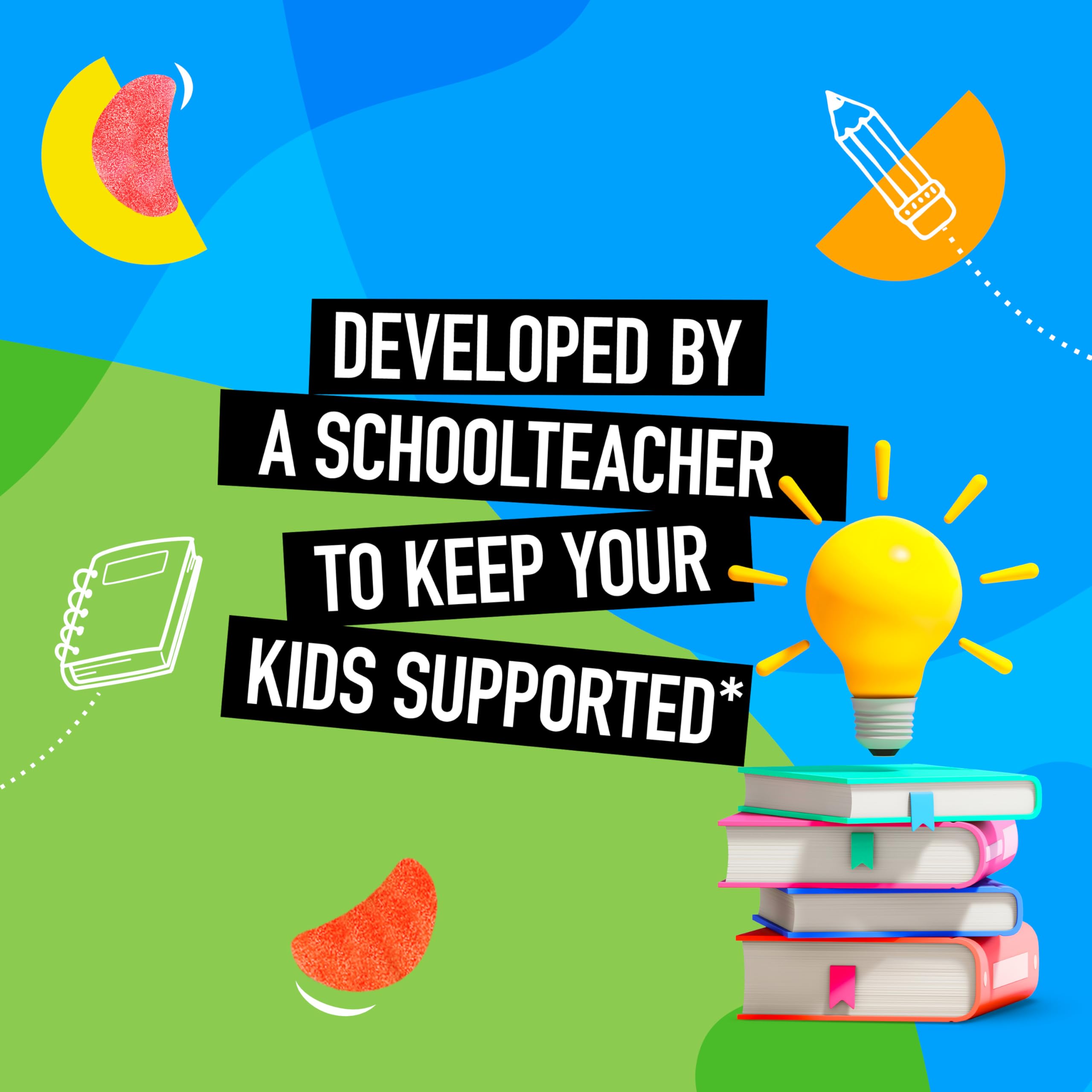 Airborne Vitamin C 500mg (per Serving) - Assorted Fruit Flavored Kids Gummies (63 Count in a Bottle), Gluten-Free Immune Support Supplement with Vitamins C E, Selenium