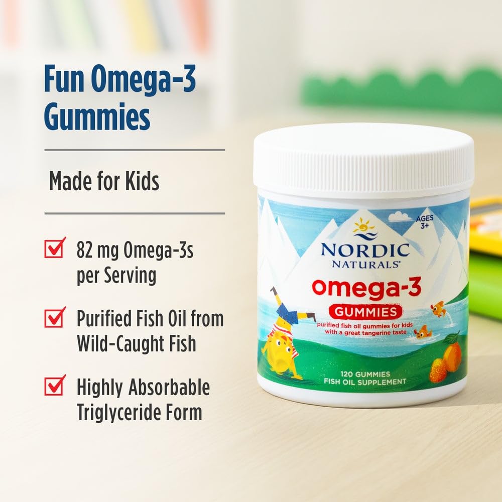 Nordic Naturals Nordic Omega-3 Gummies, Tangerine - 60 Gummies - 82 mg Total Omega-3s with EPA & DHA - Non-GMO - 30 Servings