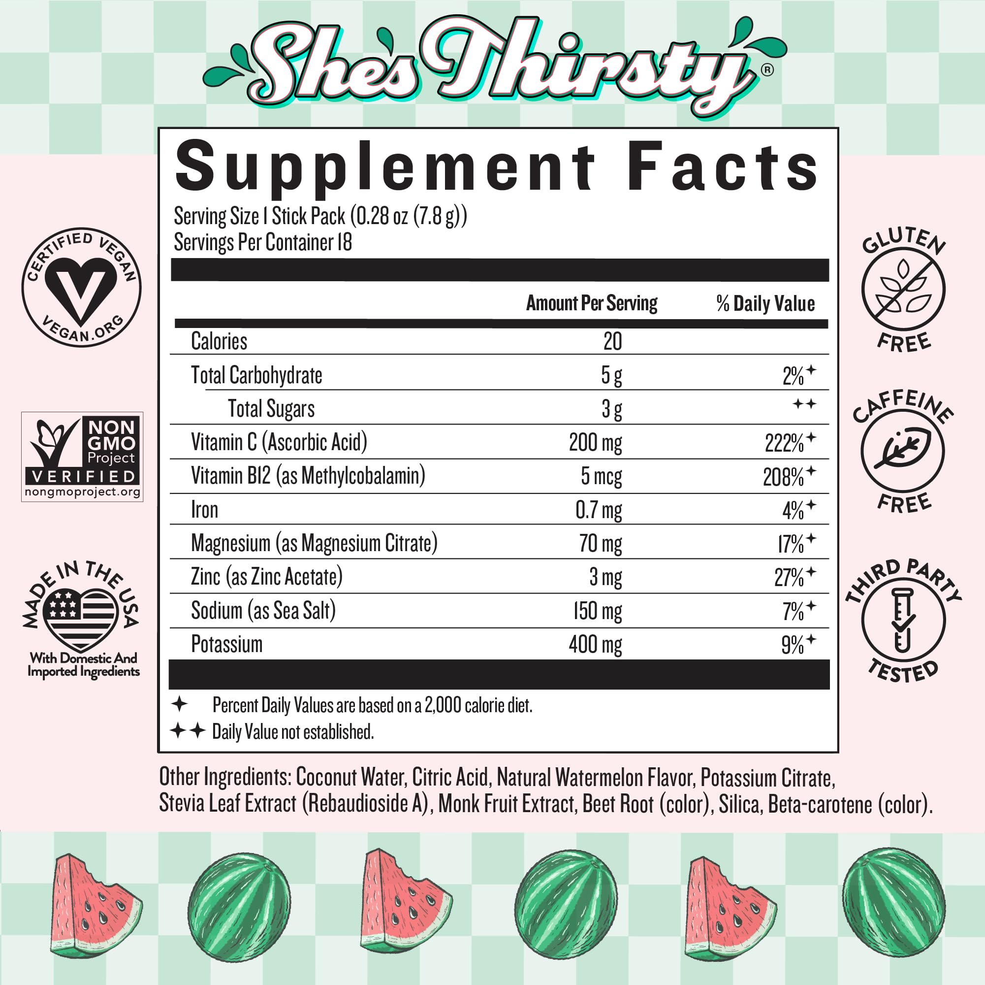 Legendairy Milk She’s Thirsty – Watermelon, Hydration Packets | Cortisol Supplement for Stress Relief & Adrenal Support | Coconut Water Electrolytes Powder, No Sugar Added 18 ct