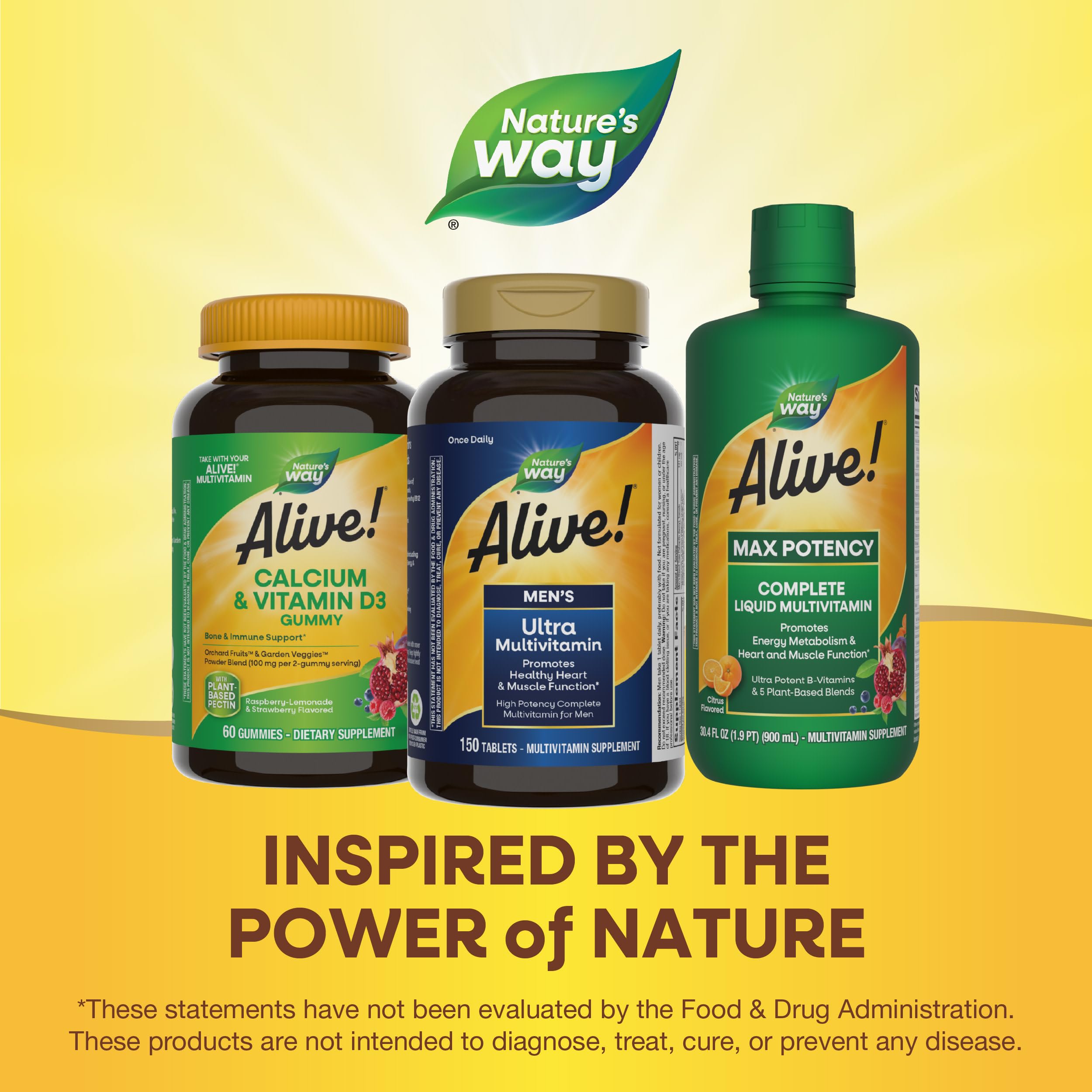 Nature's Way Alive! Men’s Once Daily Ultra Potency Multivitamin Tablets, Complete High Potency Men’s Daily Vitamin Promotes Heart & Muscle Function*, B-Vitamins, Zinc and Antioxidants, 150 Tablets