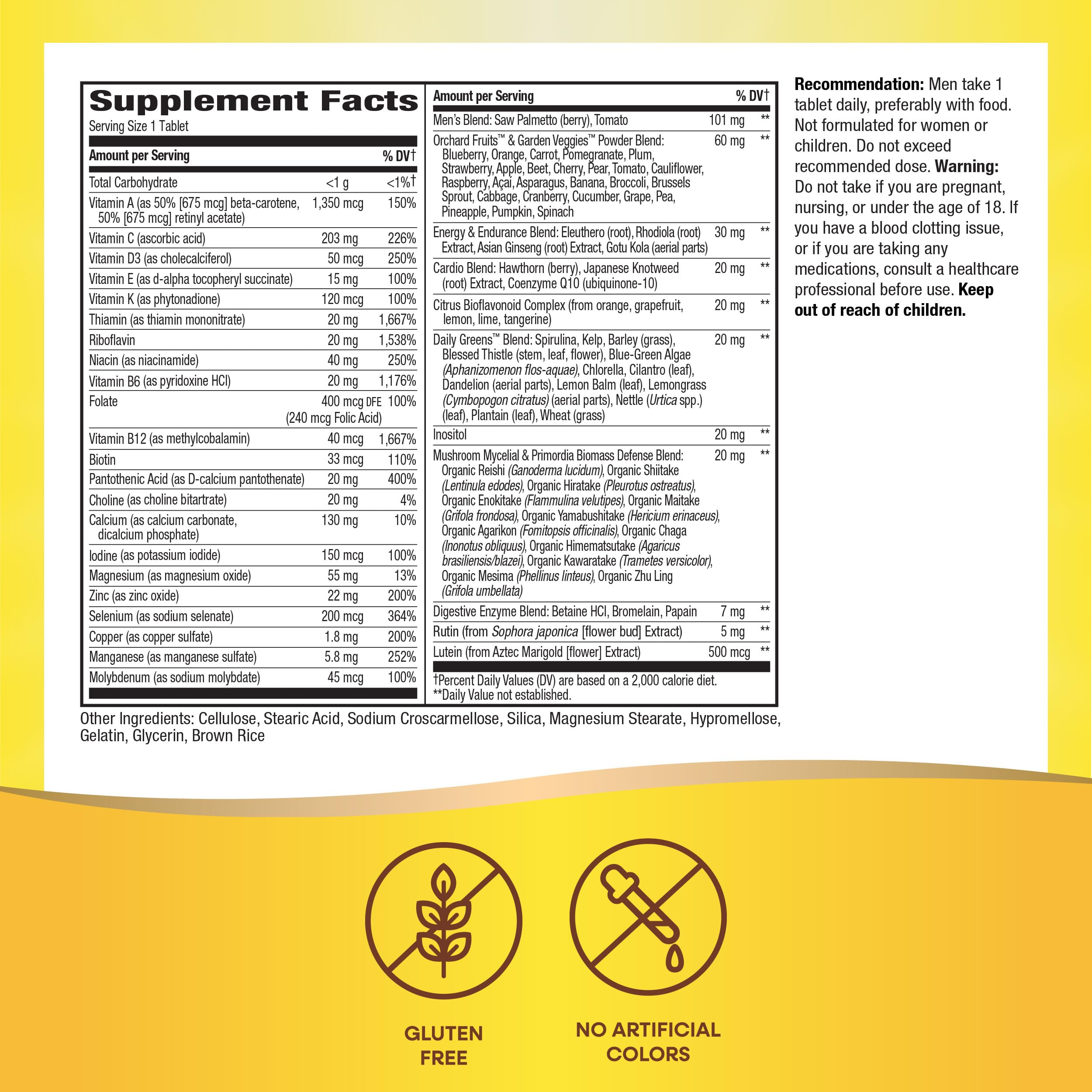 Nature's Way Alive! Men’s Once Daily Ultra Potency Multivitamin Tablets, Complete High Potency Men’s Daily Vitamin Promotes Heart & Muscle Function*, B-Vitamins, Zinc and Antioxidants, 150 Tablets