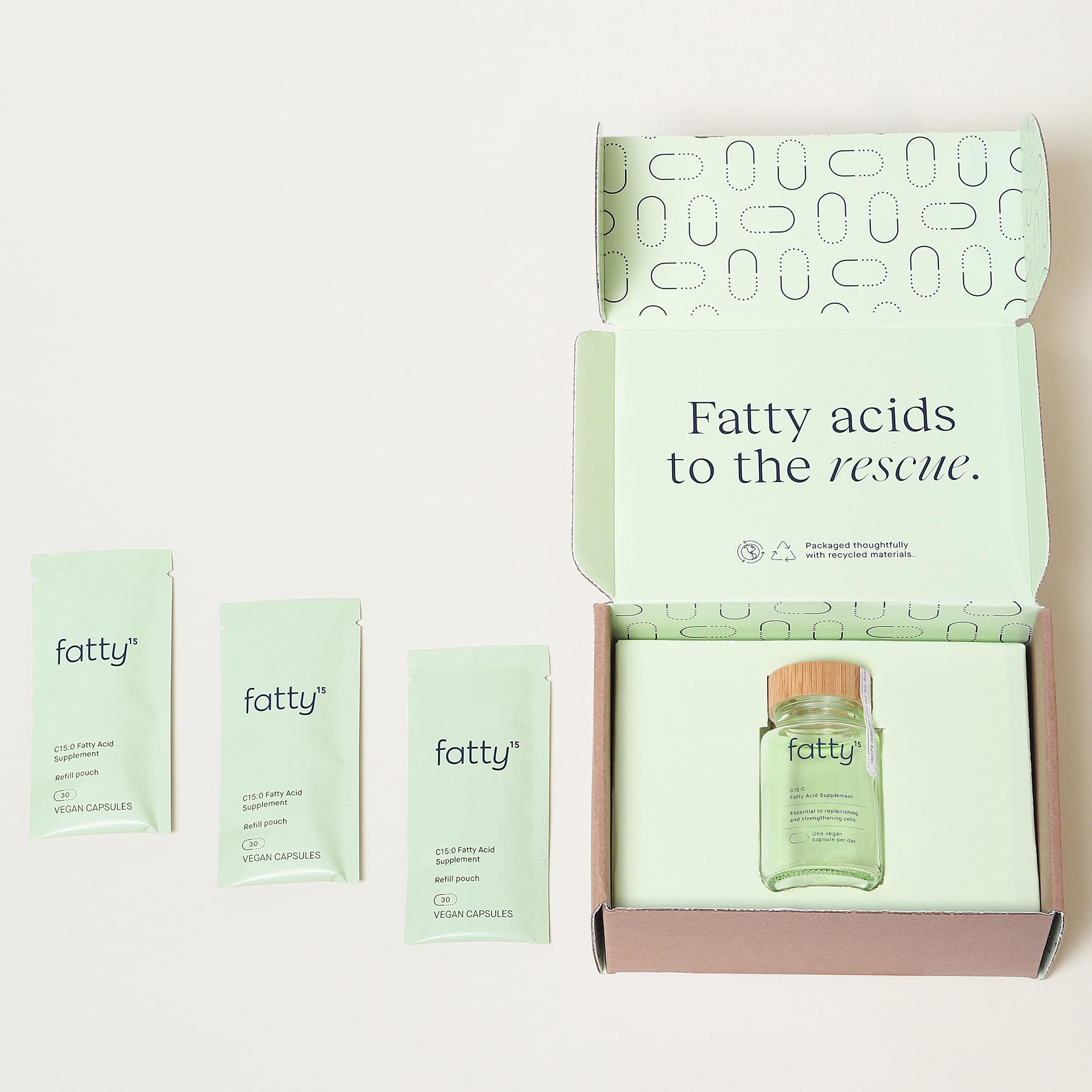 Fatty15 C15:0 Pentadecanoic Acid Supplement The Longevity Nutrient - 90 Vegan Capsules - 3X Cellular Benefits of Fish Oil EPA Omega 3 Supplements - Liver Support & Mitochondrial Health