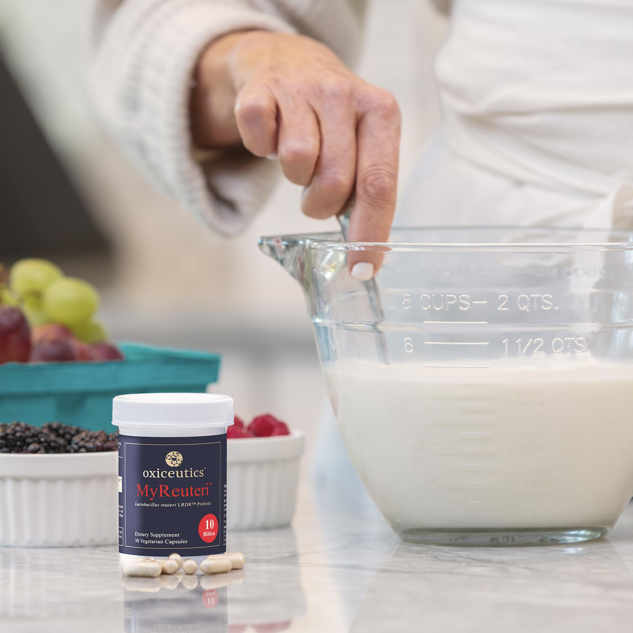 MyReuteri™ 20 Billion CFU Probiotic – Enhanced-Strength L. reuteri LRDR™ + FOS Prebiotic – by Dr. William Davis – Makes Yogurt-Like Superfood – 30 Veg Capsules