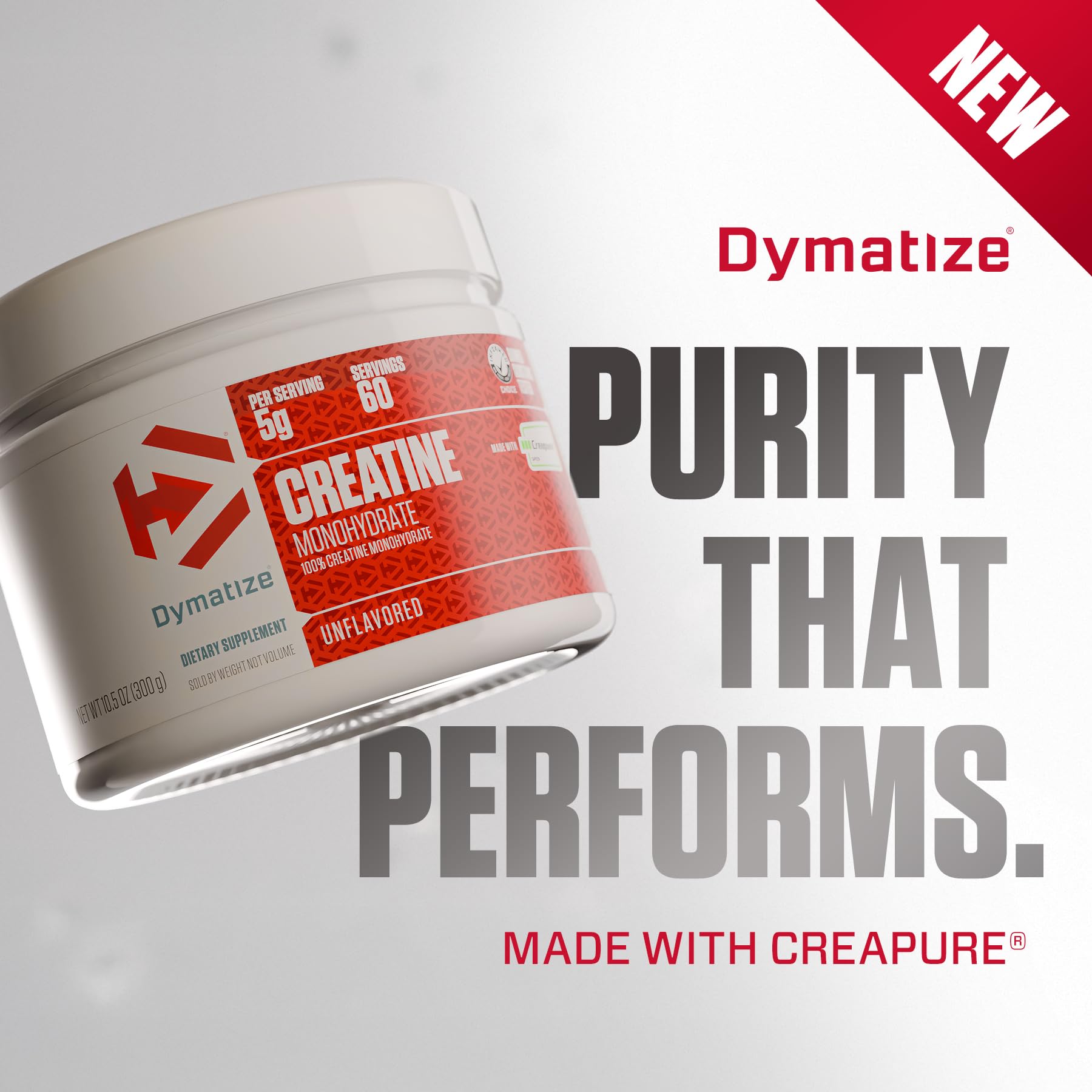 Dymatize 100% Creatine Monohydrate with Creapure, 5g Per Serving, 60 Servings (300g), Creatine for Women and Men, Gluten Free