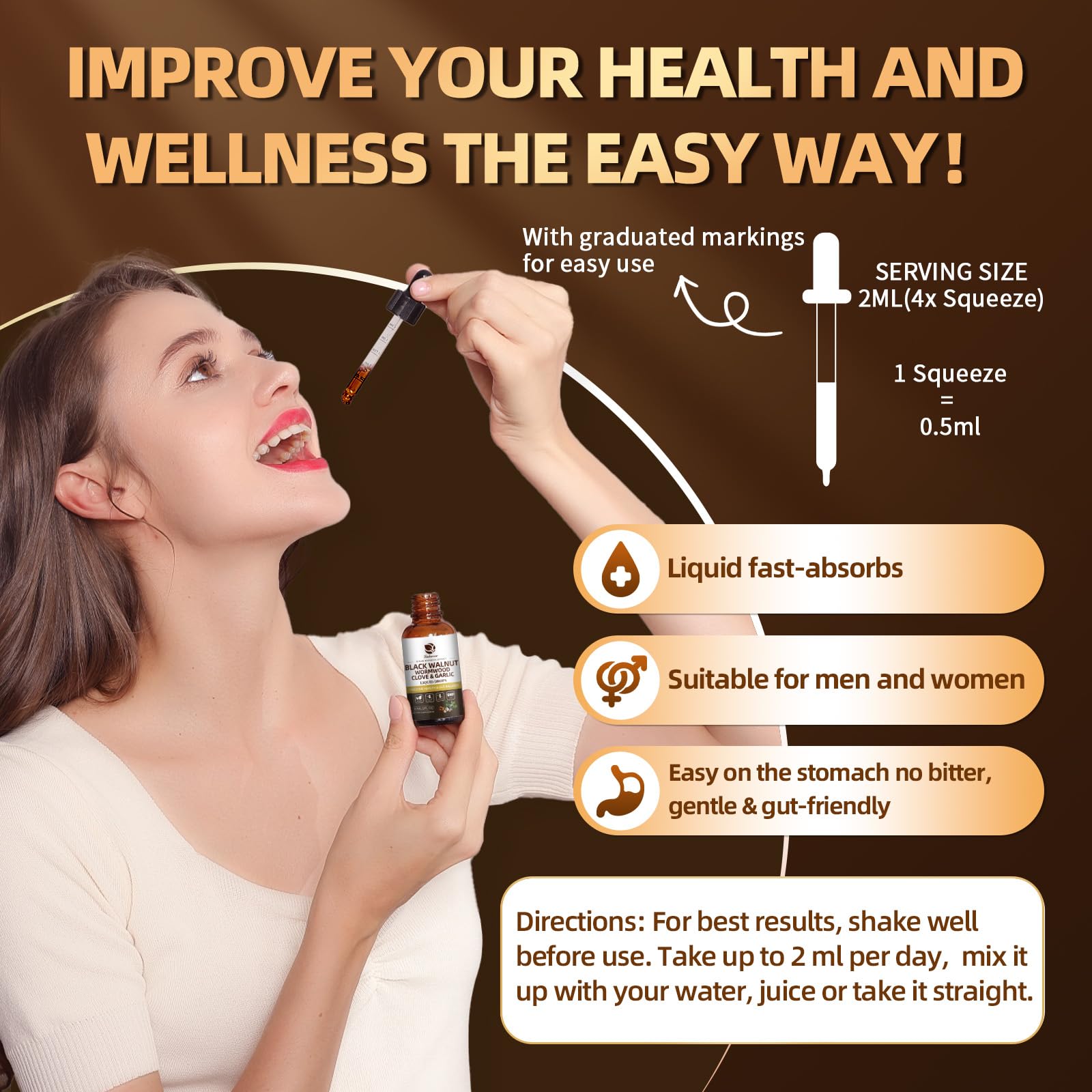 Lukaree Wormwood Black Walnut Clove Cleanse for Humans Tincture – Rapid Gut Detox & Digestive Health with Garlic Pumpkin Seeds Soursop Oregano, 10:1 Ultra-Concentrated Liposomal Tech 98% Absorption