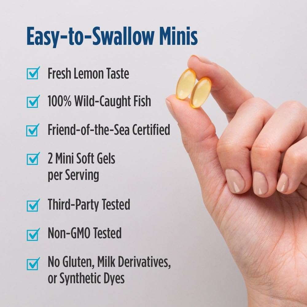 Nordic Naturals Ultimate Omega Mini D3, Lemon Flavor - 60 Mini Soft Gels - 1120 mg Omega-3 + 1000 IU Vitamin D3 - EPA & DHA - Promotes Brain & Heart Health - 30 Servings