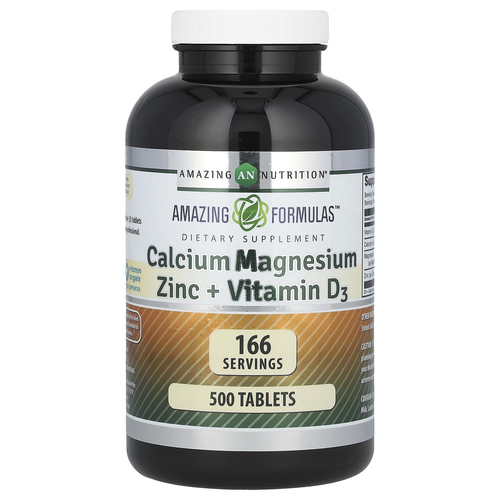 Amazing Formulas Calcium Magnesium Zinc + Vitamin D3 Supplement | 500 Tablets | Non-GMO | Gluten-Free | Made in USA