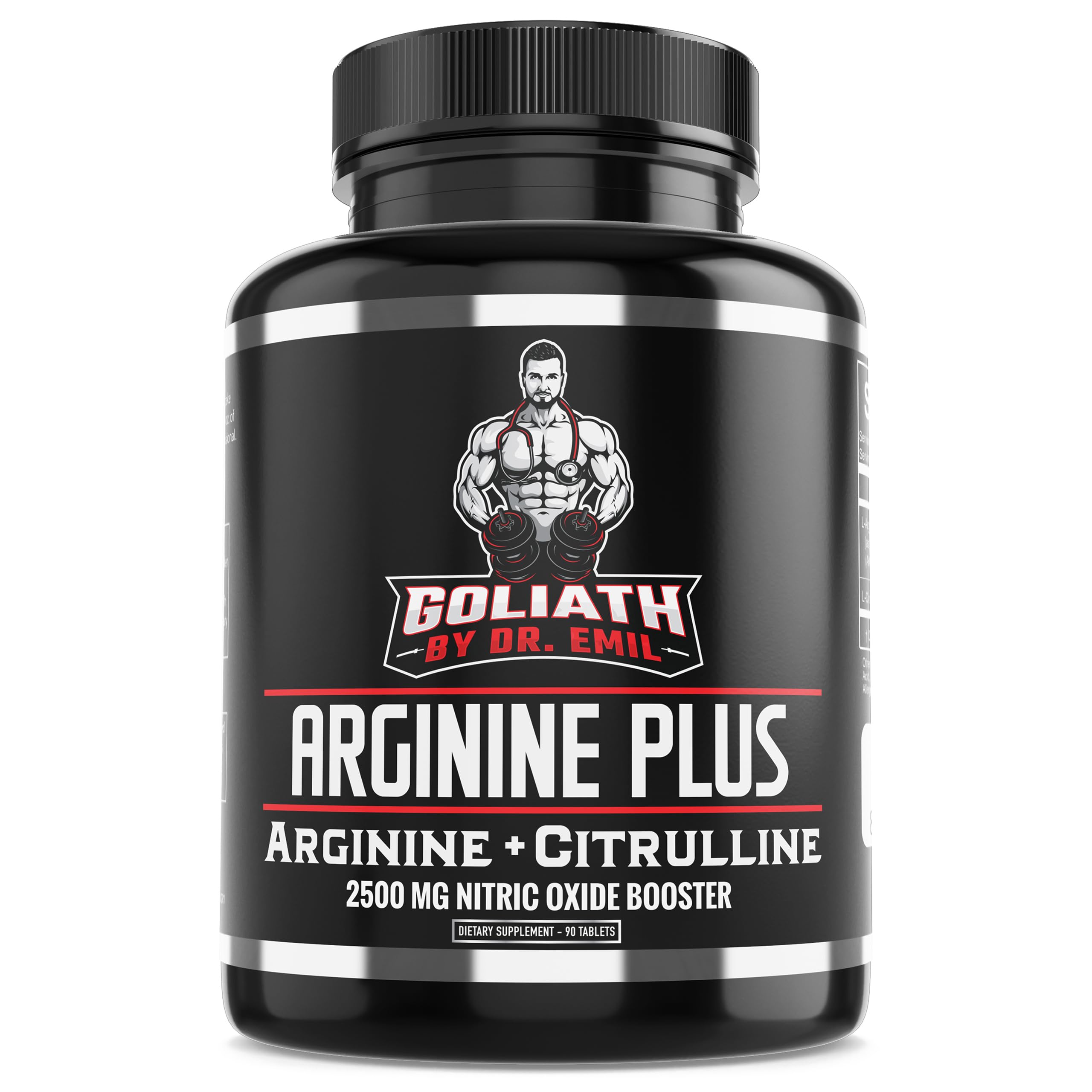Dr. Emil's ARGININE Plus - L Arginine + L Citrulline - 2500 MG High Dose NO Booster Tablets - Nitric Oxide Supplement for Vascularity and Heart Health (Arginine AAKG and Citrulline Malate 2:1)