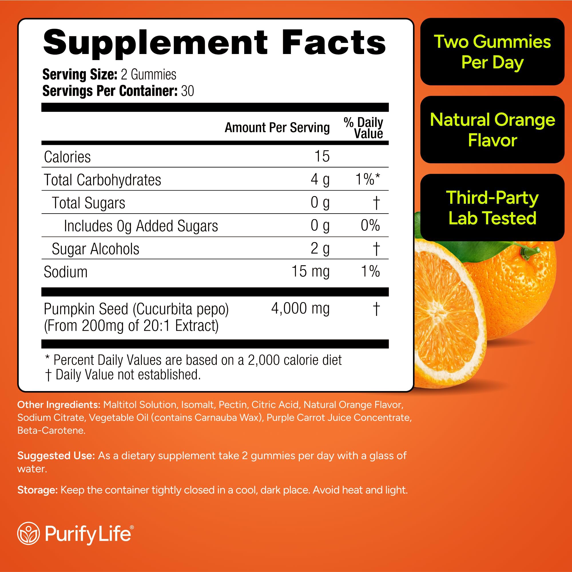 Sugar-Free Pumpkin Seed Oil Gummies (4,000mg/serving) Pumpkin Seed Oil for Hair Growth, Youthful Skin, Prostate Health, Immune & Urinary Tract Support-Natural Source of Essential Fatty Acids-60 Chews