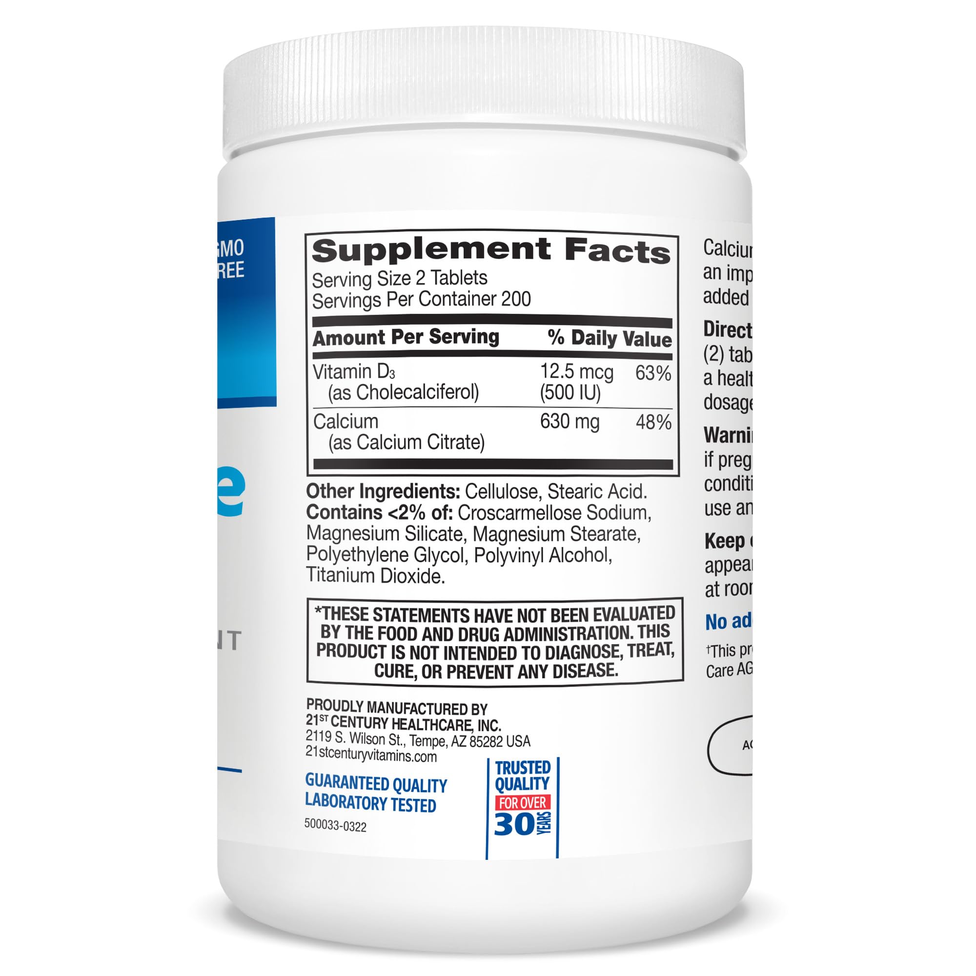 21st Century Vitamins Calcium Citrate Plus D3 Maximum Tablets, 400 Count