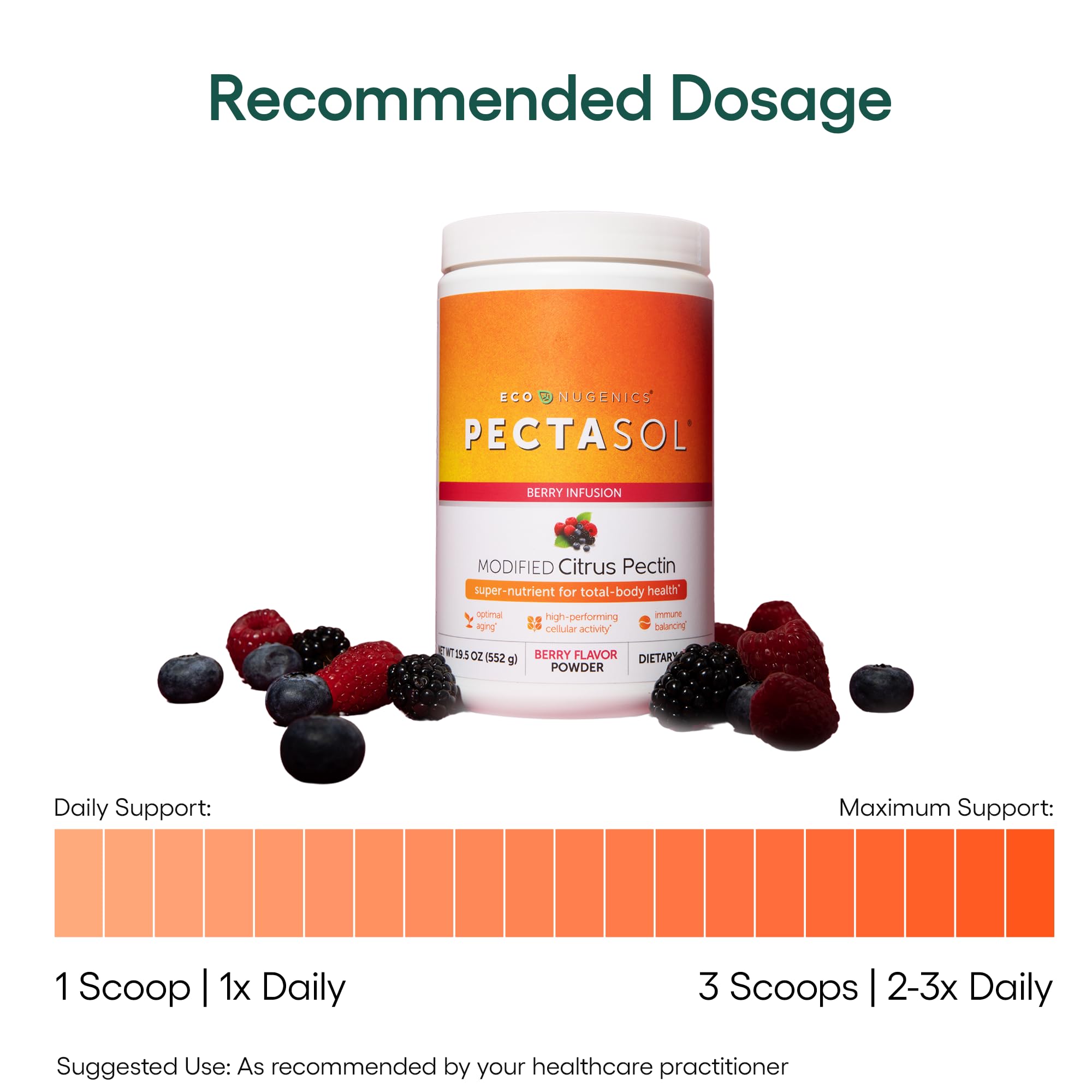 PectaSol Modified Citrus Pectin – 551g Berry Powder – Total-Body Health Supplement to Support Heart, Immune System, Inflammation Response & Healthy Aging + Maintain Healthy Galectin-3 Levels